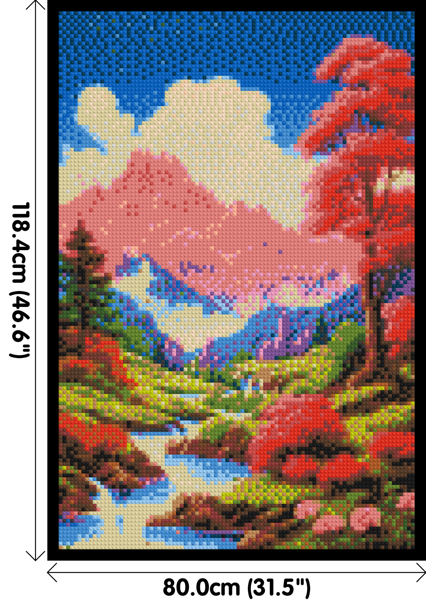 Pink Mountain Peaks and Cascading Waterfall Illustration - Brick Art Mosaic Kit 4x6 large