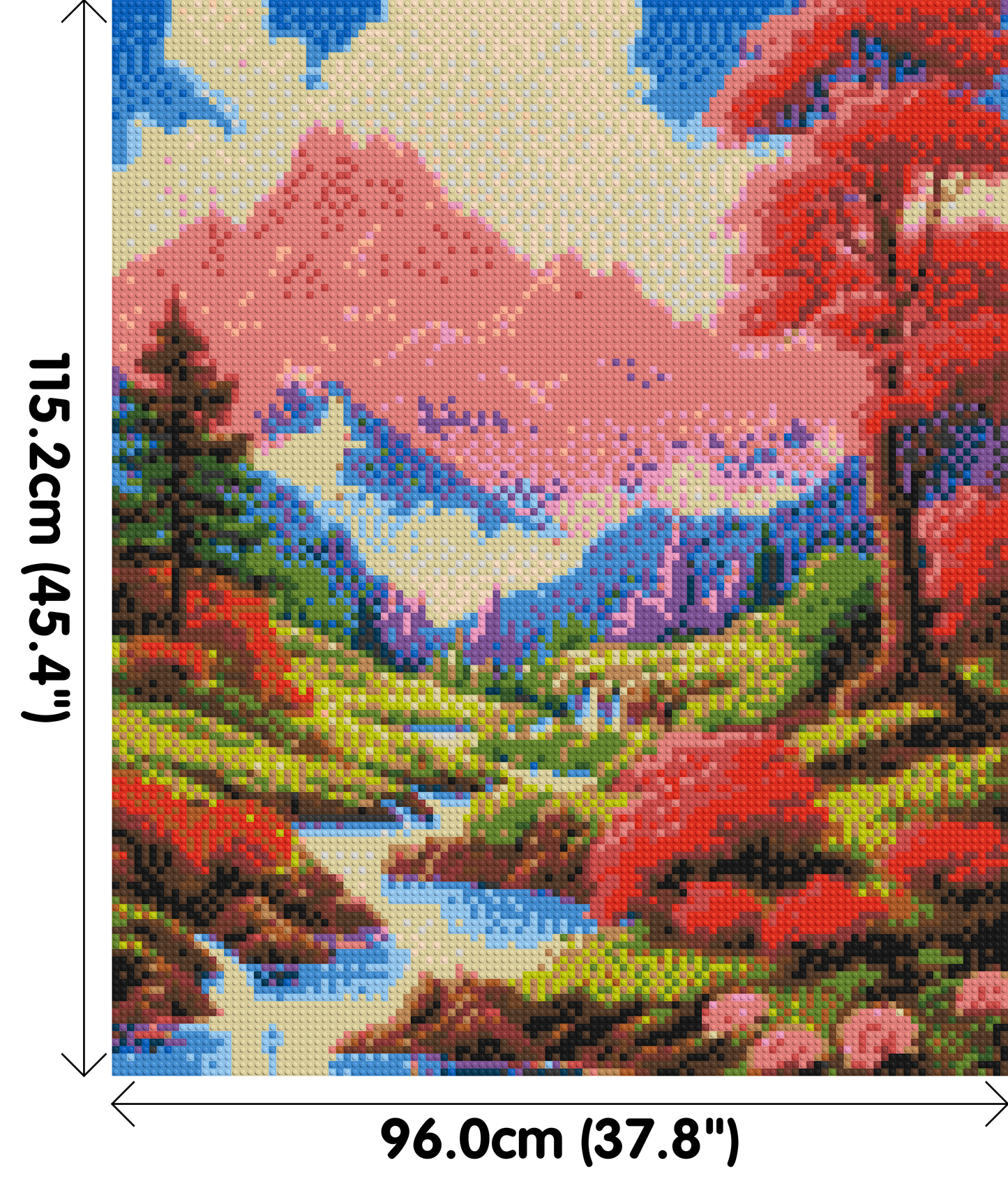 Pink Mountain Peaks and Cascading Waterfall Illustration - Brick Art Mosaic Kit 5x6 large