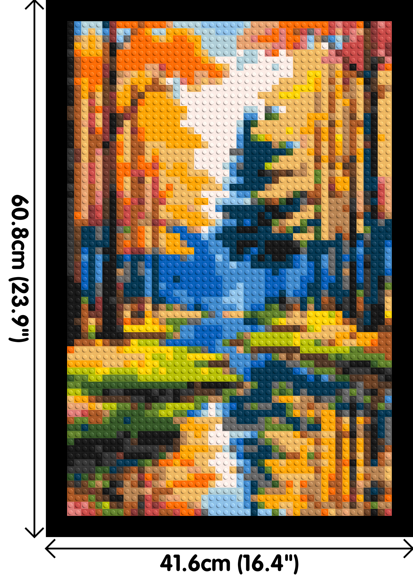 Autumn Forest River Reflection Illustration - Brick Art Mosaic Kit 2x3 dimensions with frame