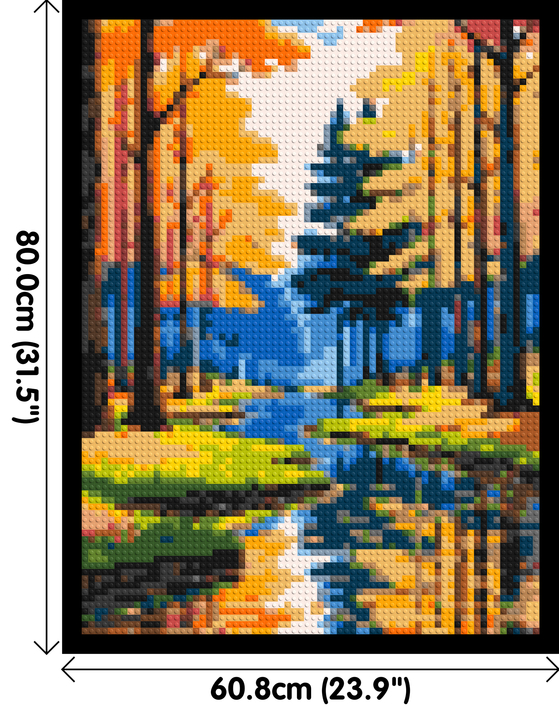 Autumn Forest River Reflection Illustration - Brick Art Mosaic Kit 3x4 dimensions with frame