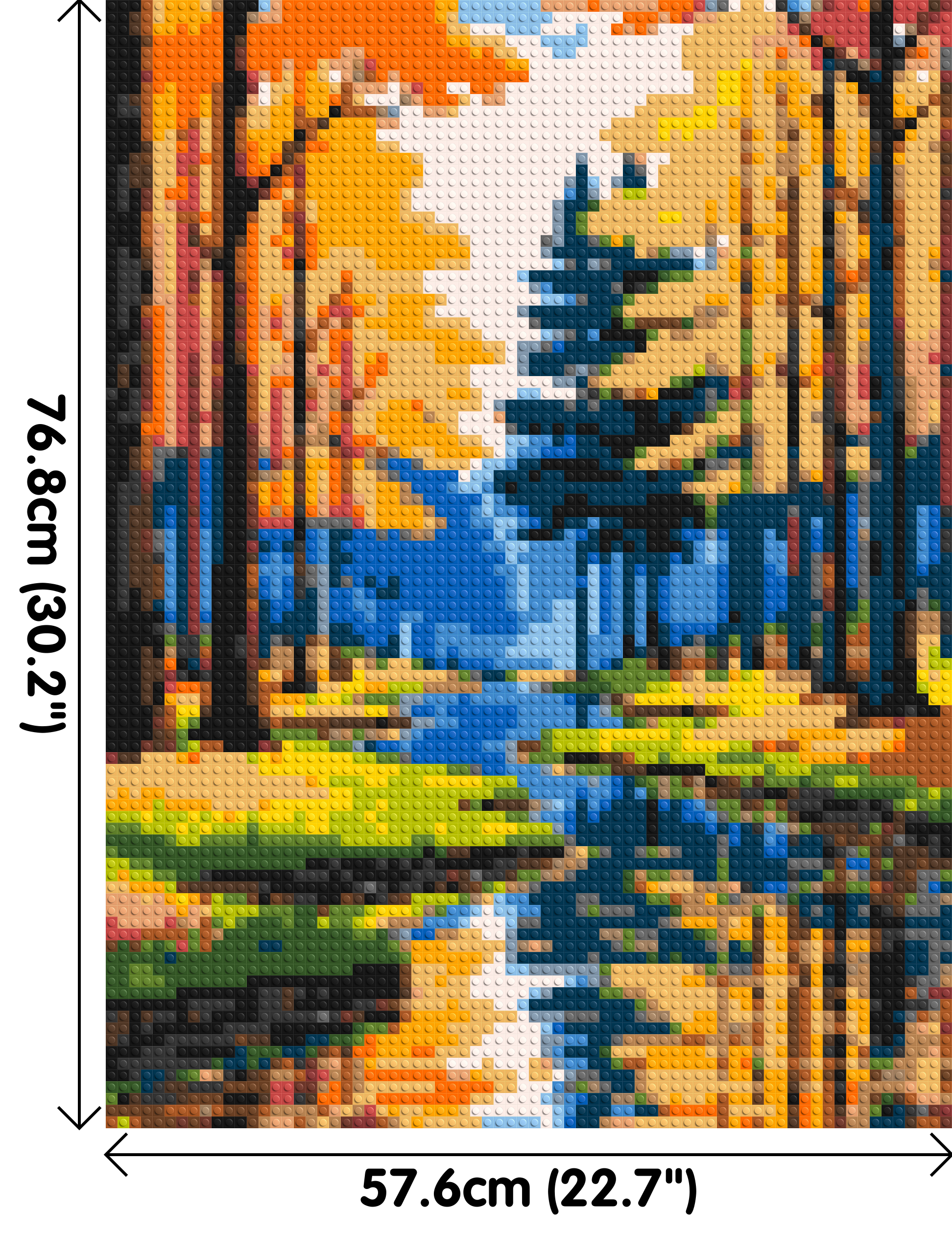 Autumn Forest River Reflection Illustration - Brick Art Mosaic Kit 3x4 dimensions
