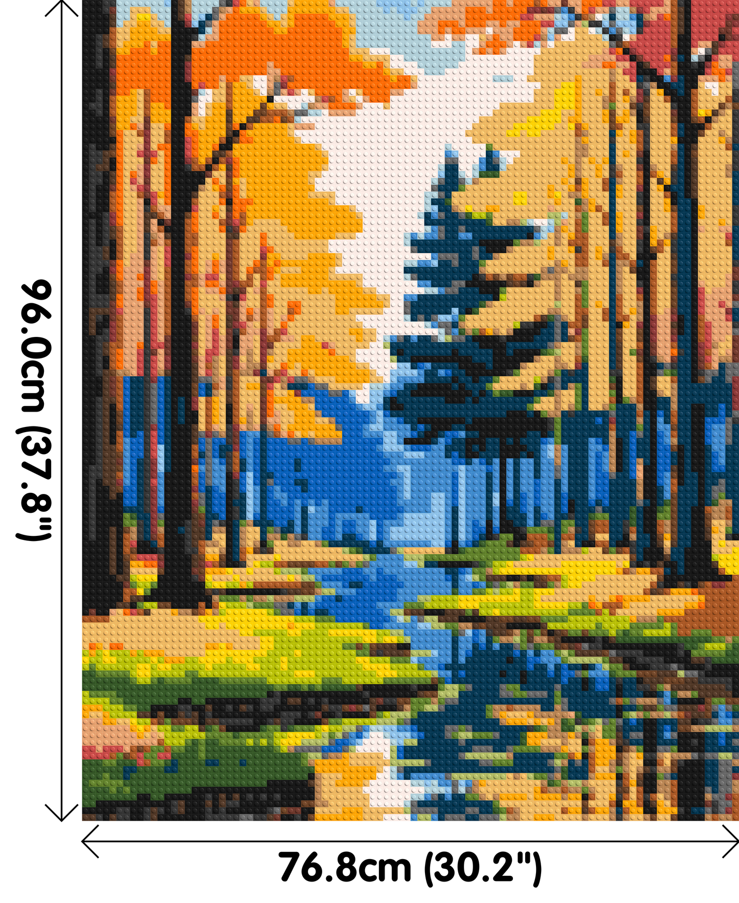 Autumn Forest River Reflection Illustration - Brick Art Mosaic Kit 4x5 large