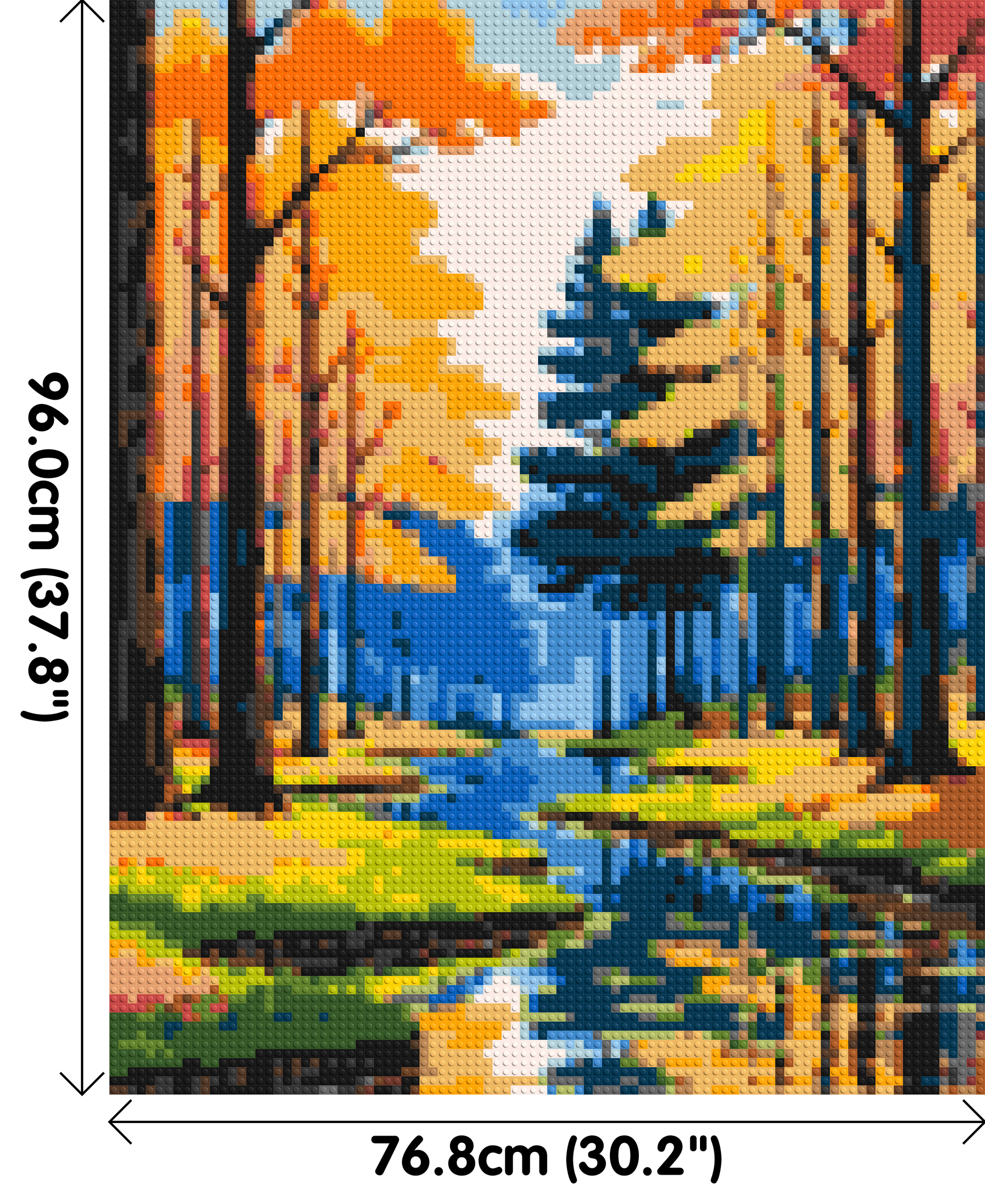Autumn Forest River Reflection Illustration - Brick Art Mosaic Kit 4x5 dimensions
