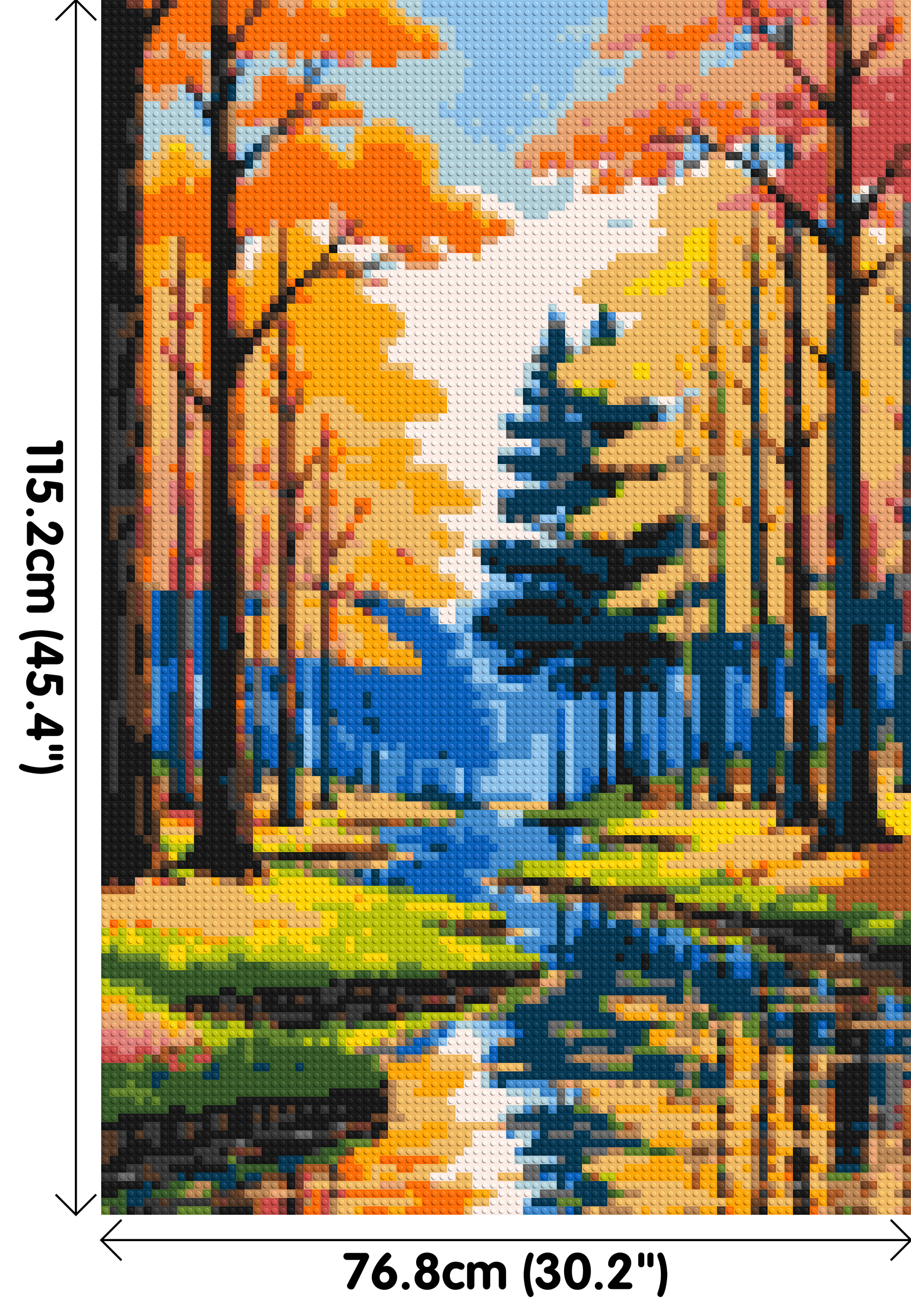 Autumn Forest River Reflection Illustration - Brick Art Mosaic Kit 4x6 dimensions