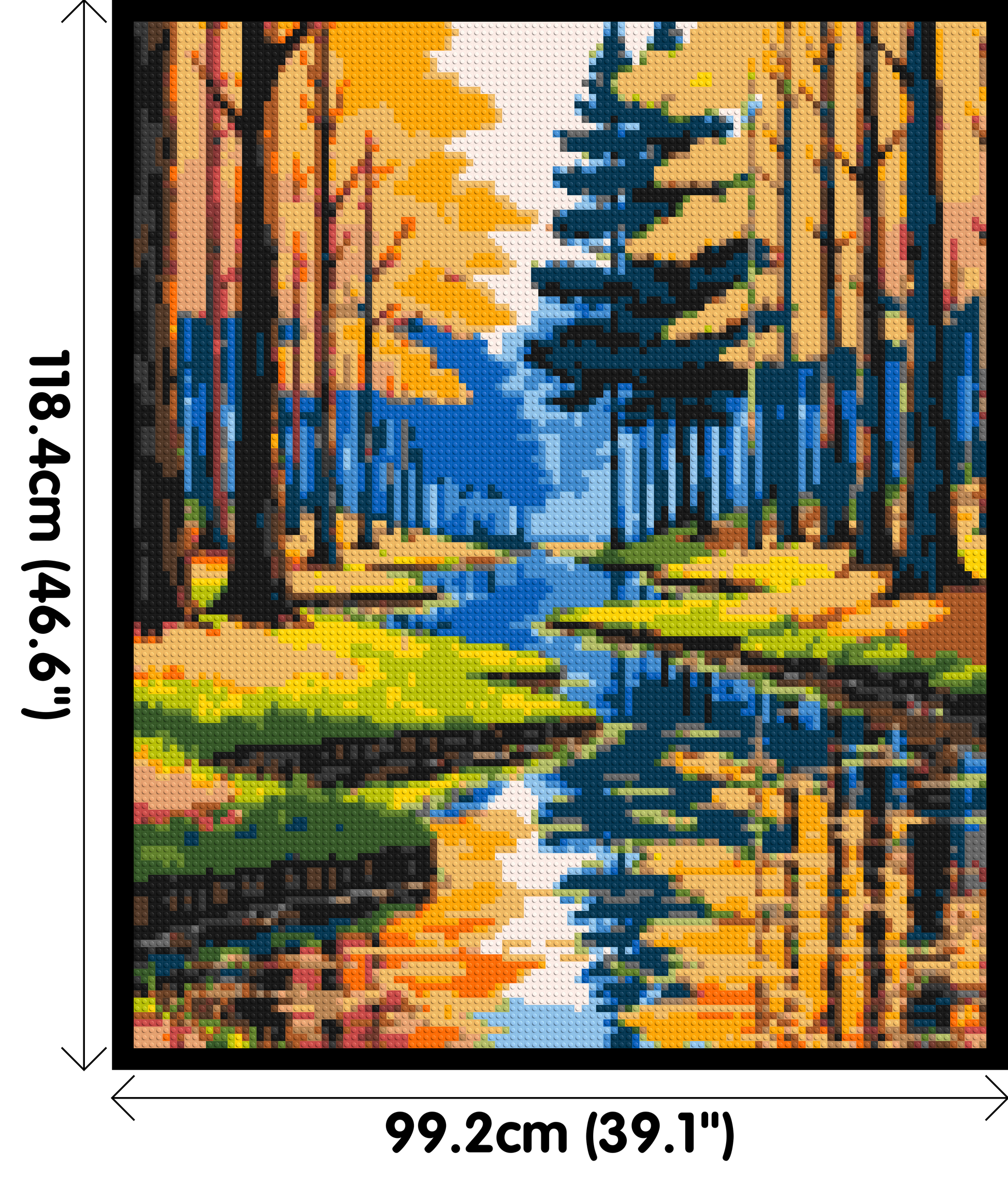 Autumn Forest River Reflection Illustration - Brick Art Mosaic Kit 5x6 dimensions with frame