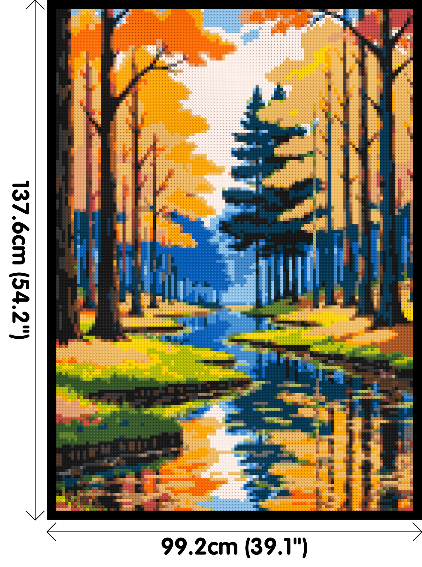 Autumn Forest River Reflection Illustration - Brick Art Mosaic Kit 5x7 large