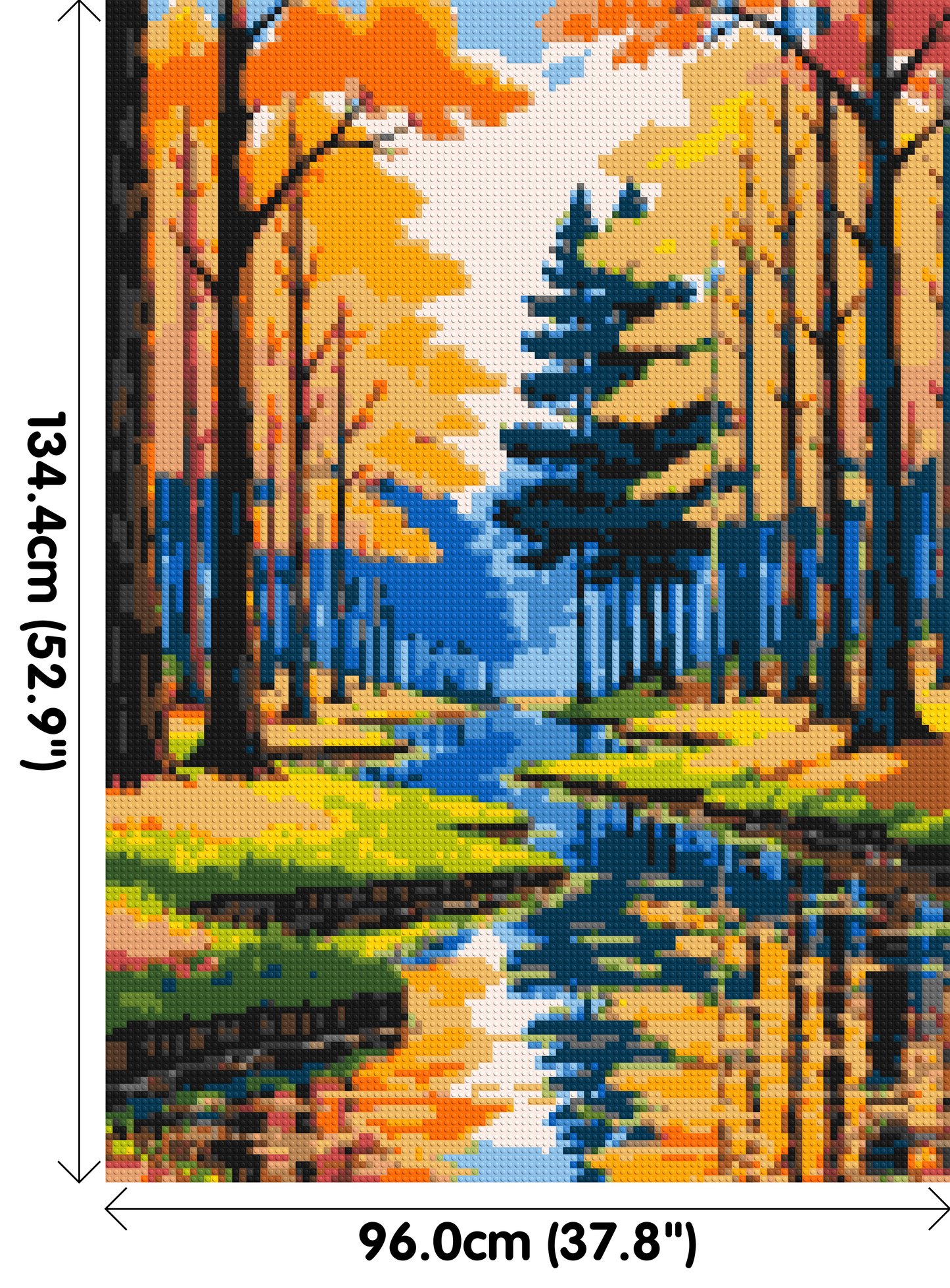 Autumn Forest River Reflection Illustration - Brick Art Mosaic Kit 5x7 large