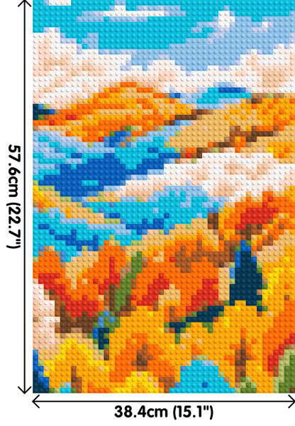 Vibrant Autumn Mountain Forest Illustration - Brick Art Mosaic Kit 2x3 large