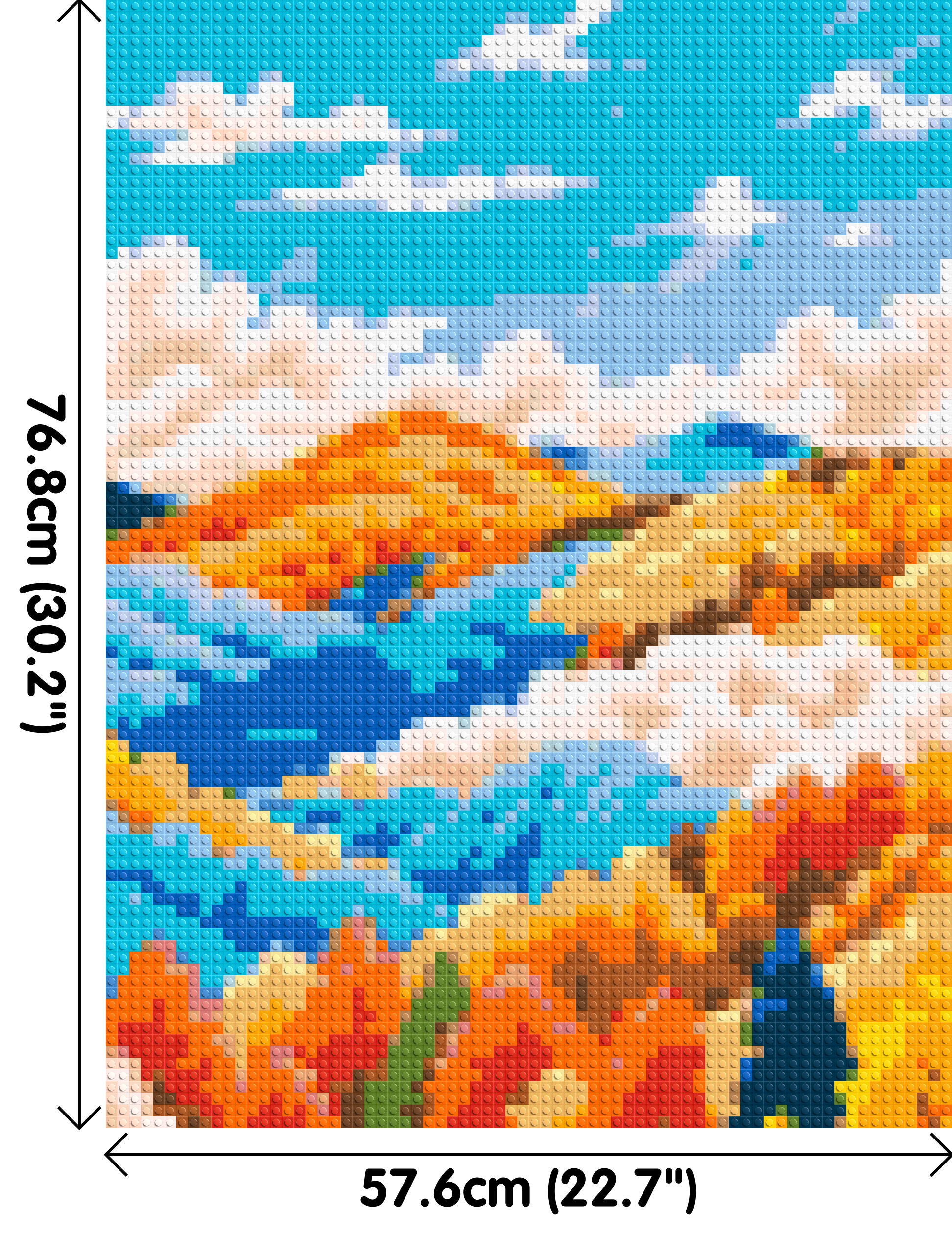 Vibrant Autumn Mountain Forest Illustration - Brick Art Mosaic Kit 3x4 dimensions