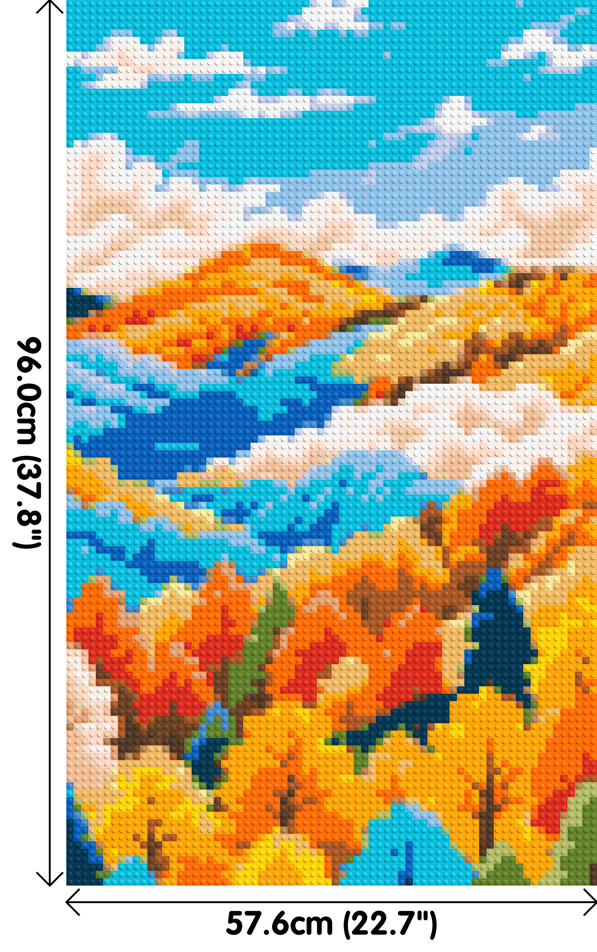 Vibrant Autumn Mountain Forest Illustration - Brick Art Mosaic Kit 3x5 dimensions