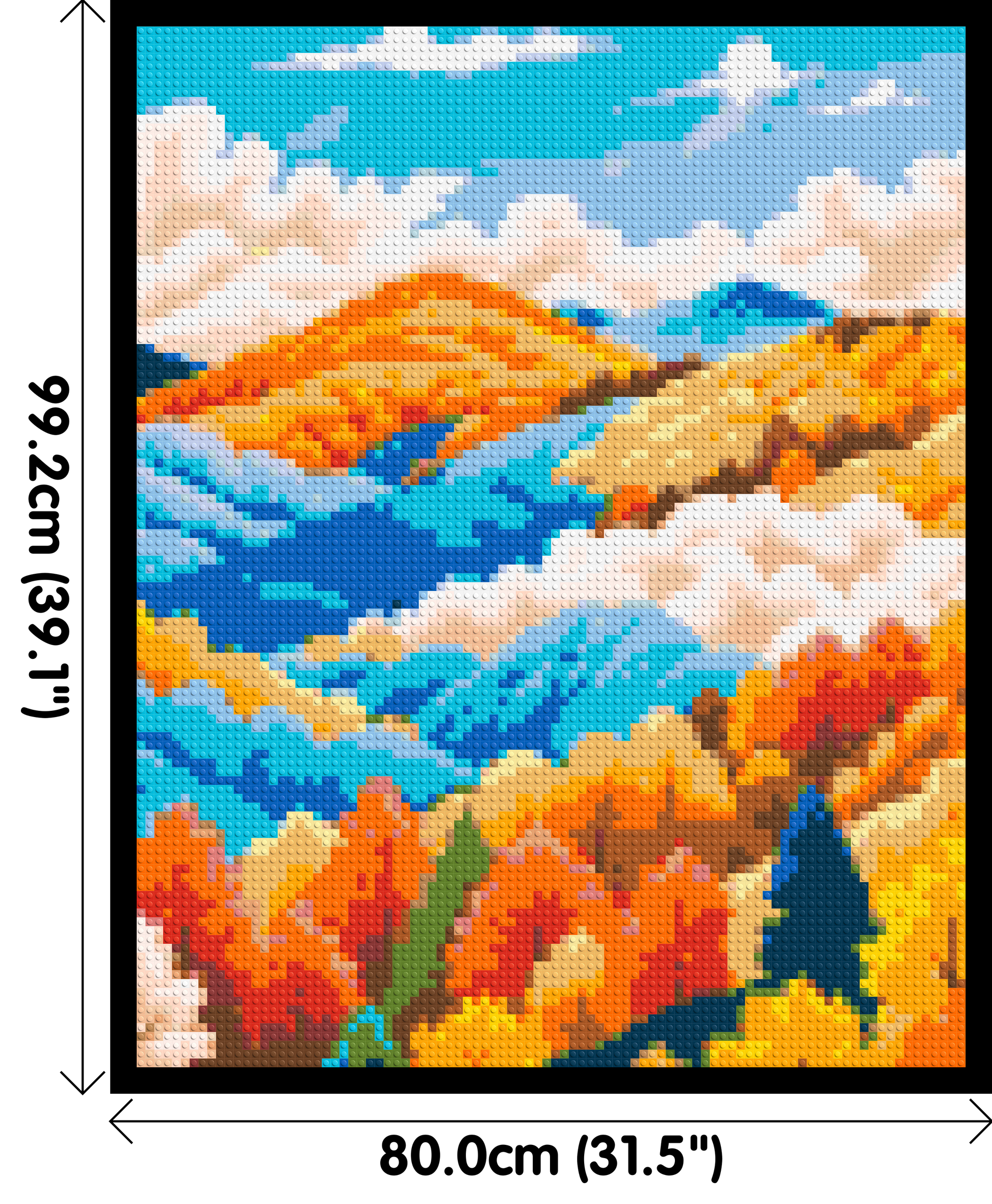 Vibrant Autumn Mountain Forest Illustration - Brick Art Mosaic Kit 4x5 dimensions with frame