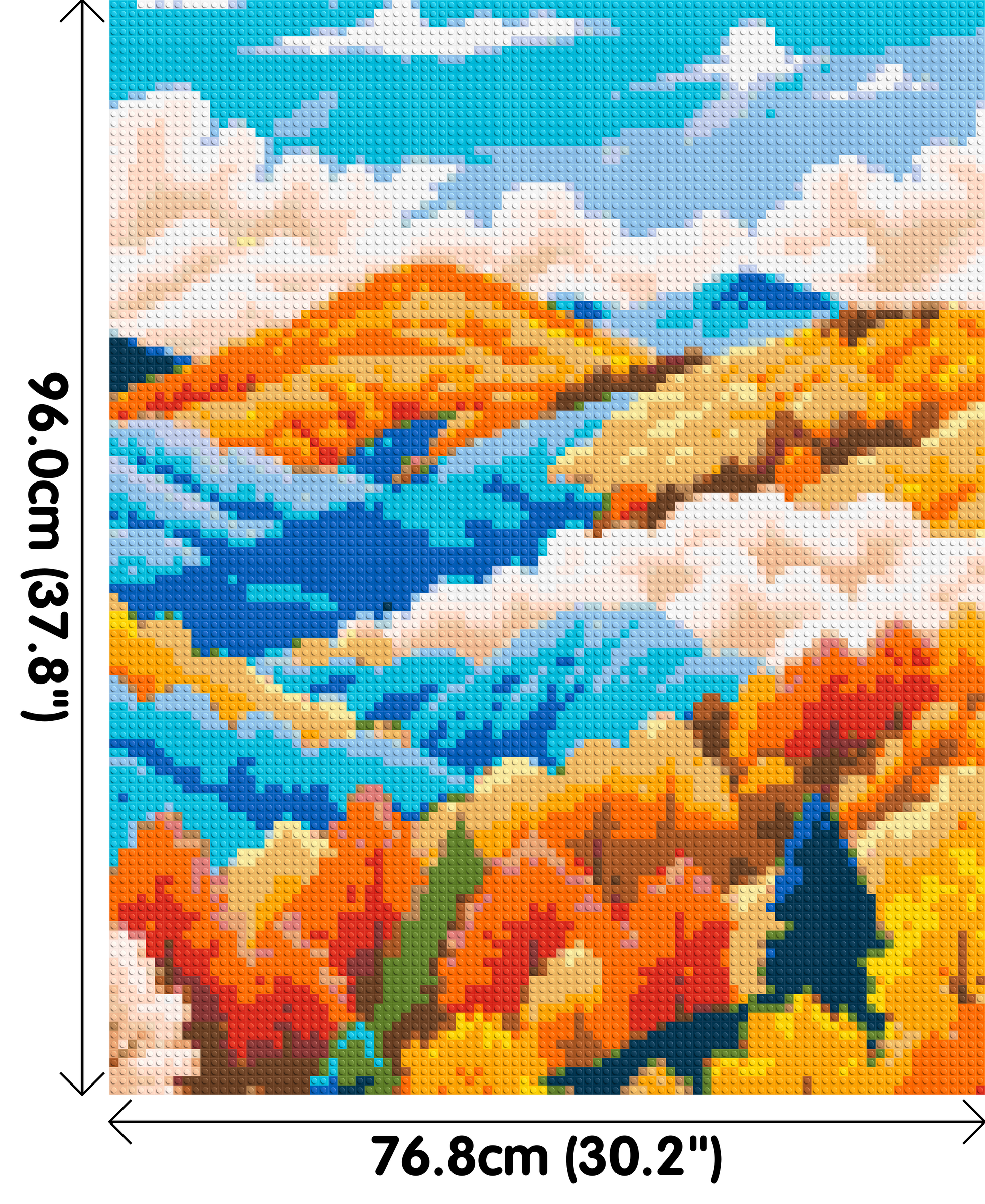 Vibrant Autumn Mountain Forest Illustration - Brick Art Mosaic Kit 4x5 dimensions