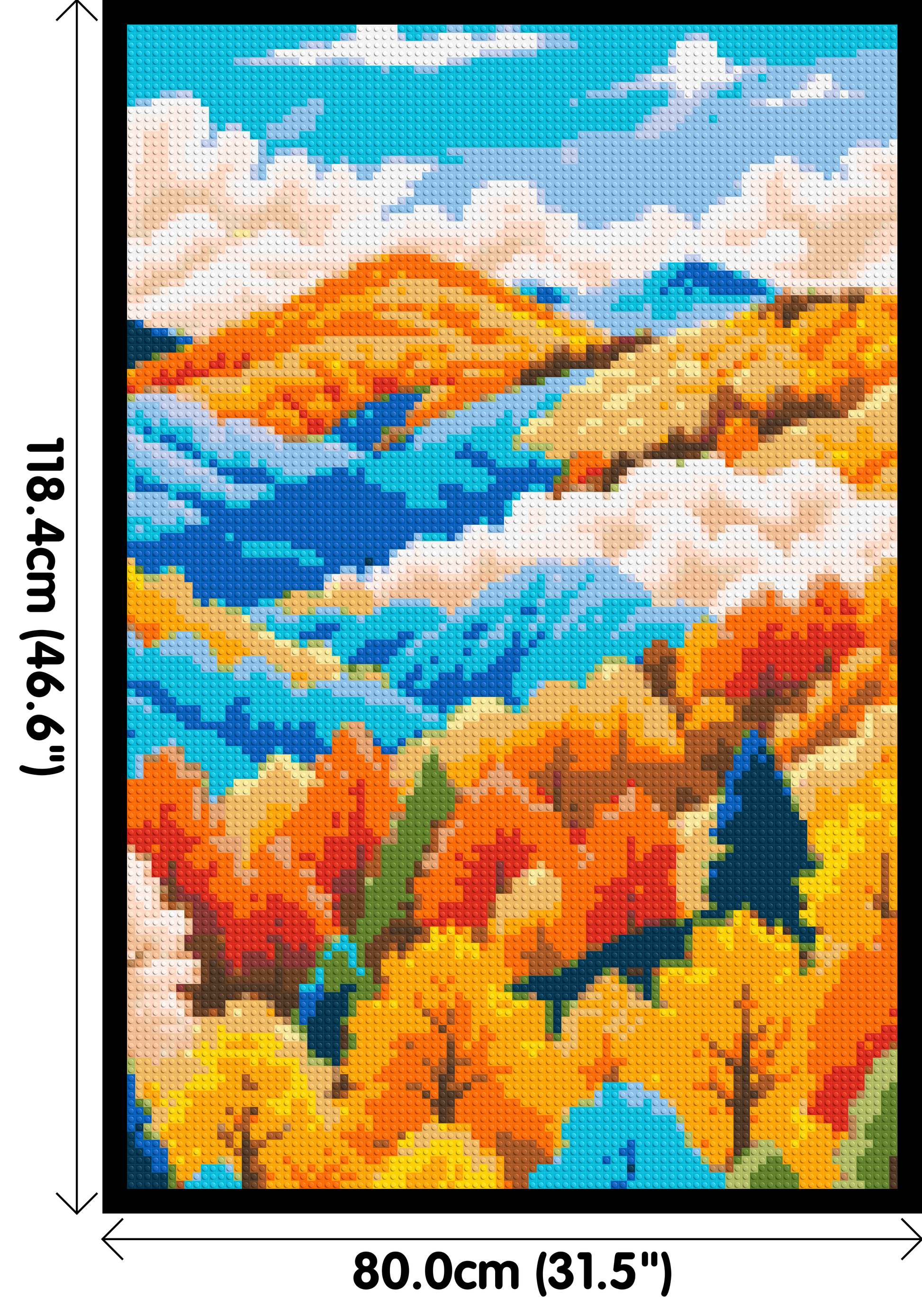 Vibrant Autumn Mountain Forest Illustration - Brick Art Mosaic Kit 4x6 dimensions with frame