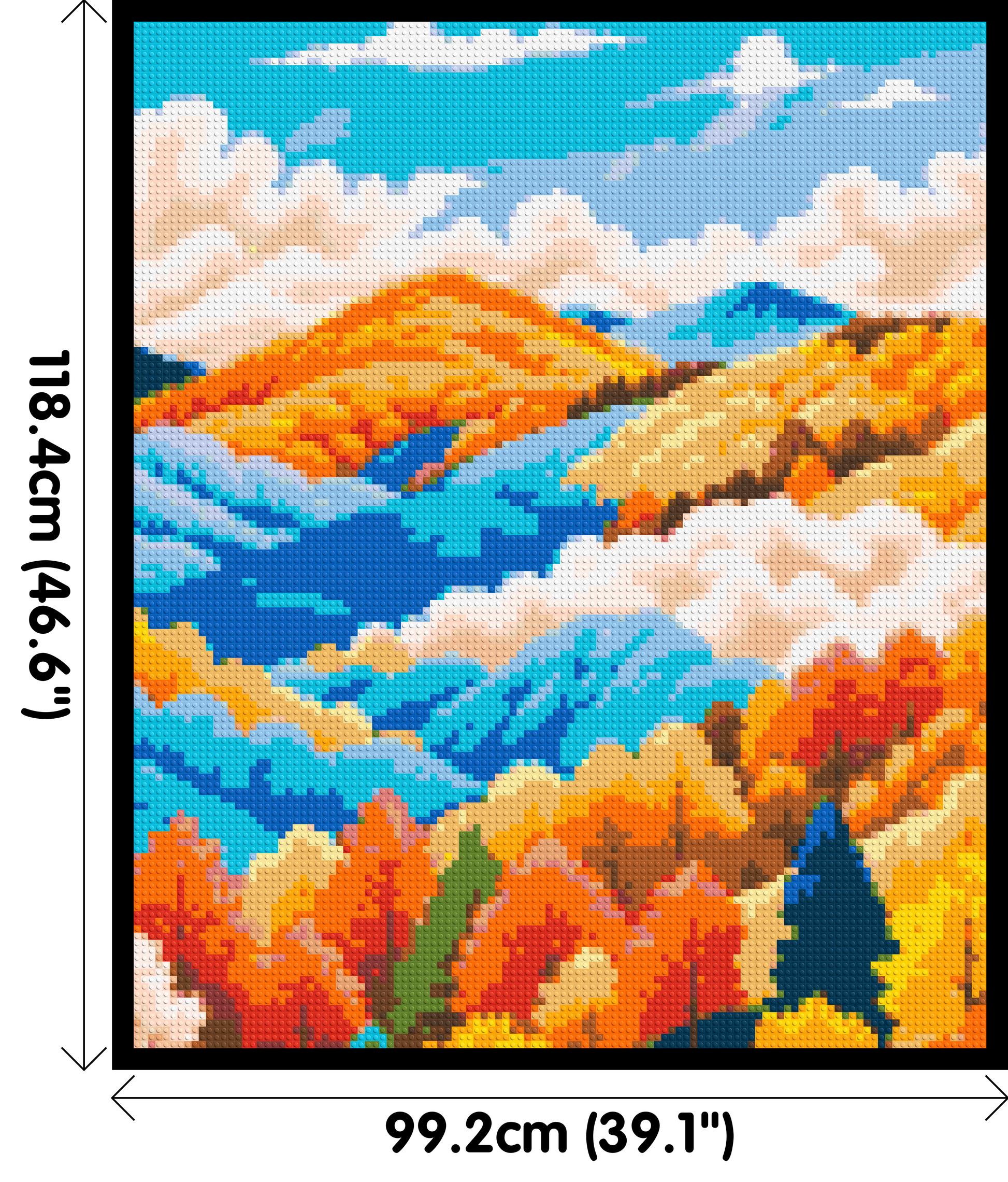 Vibrant Autumn Mountain Forest Illustration - Brick Art Mosaic Kit 5x6 dimensions with frame