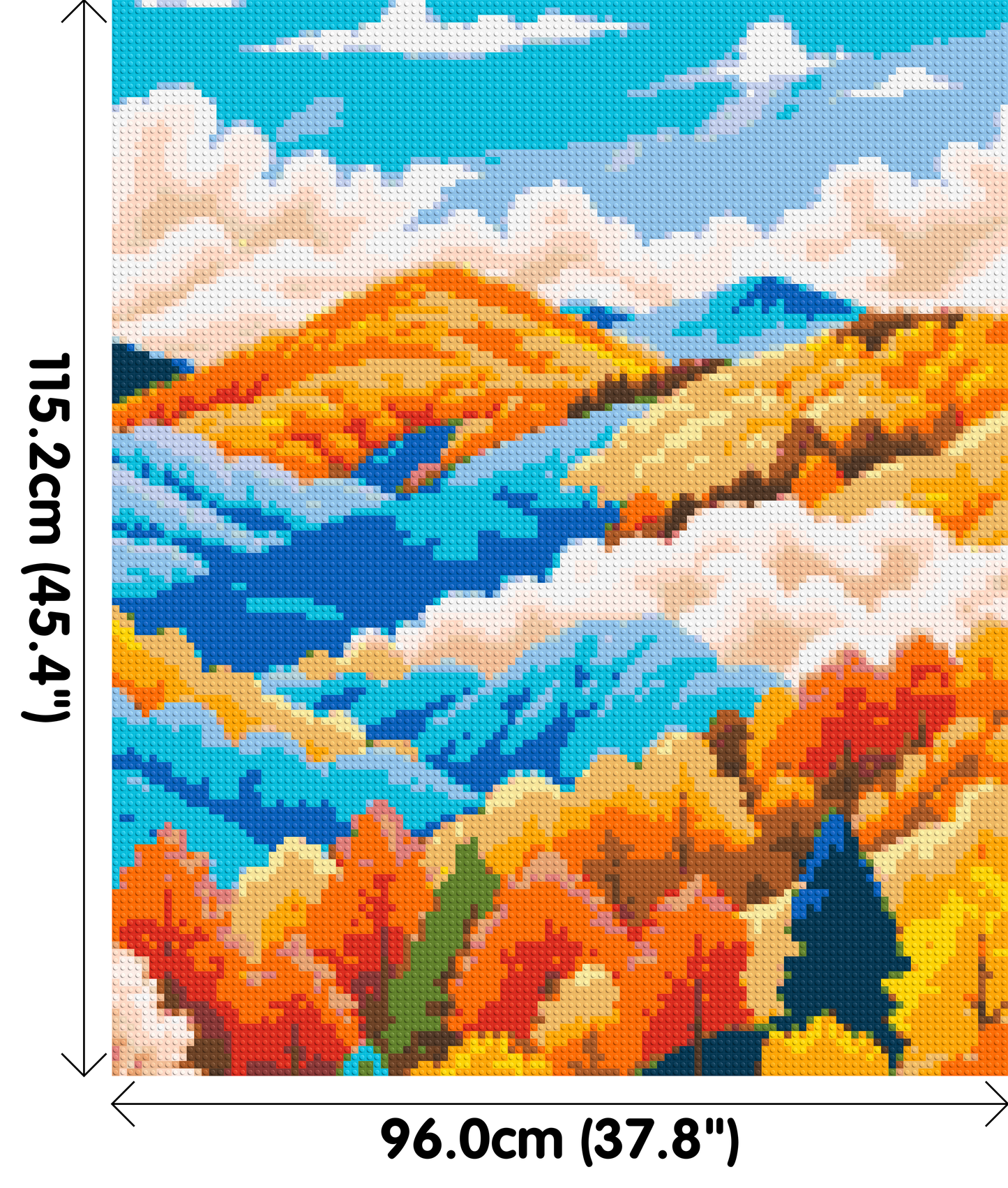 Vibrant Autumn Mountain Forest Illustration - Brick Art Mosaic Kit 5x6 large