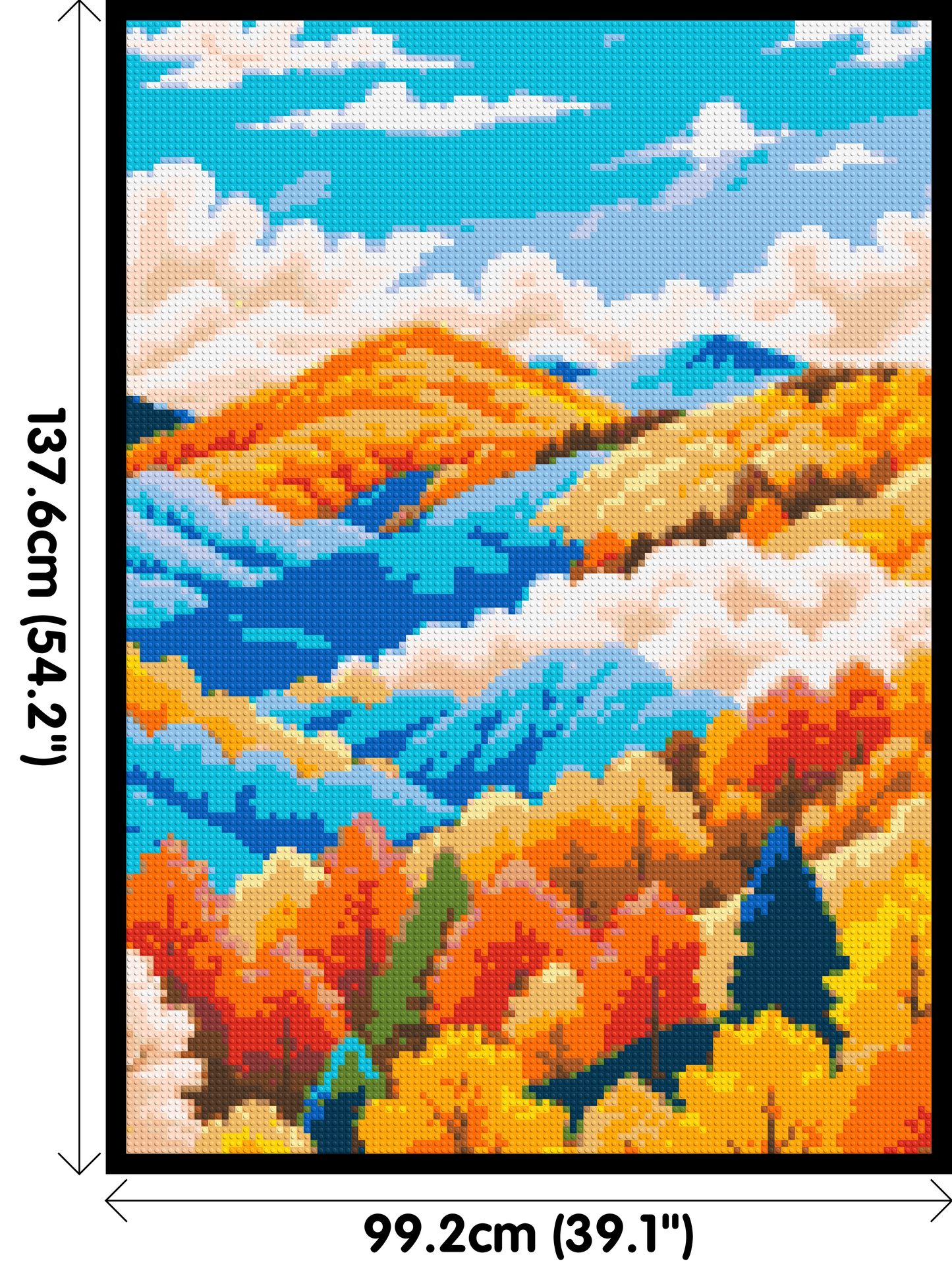 Vibrant Autumn Mountain Forest Illustration - Brick Art Mosaic Kit 5x7 large