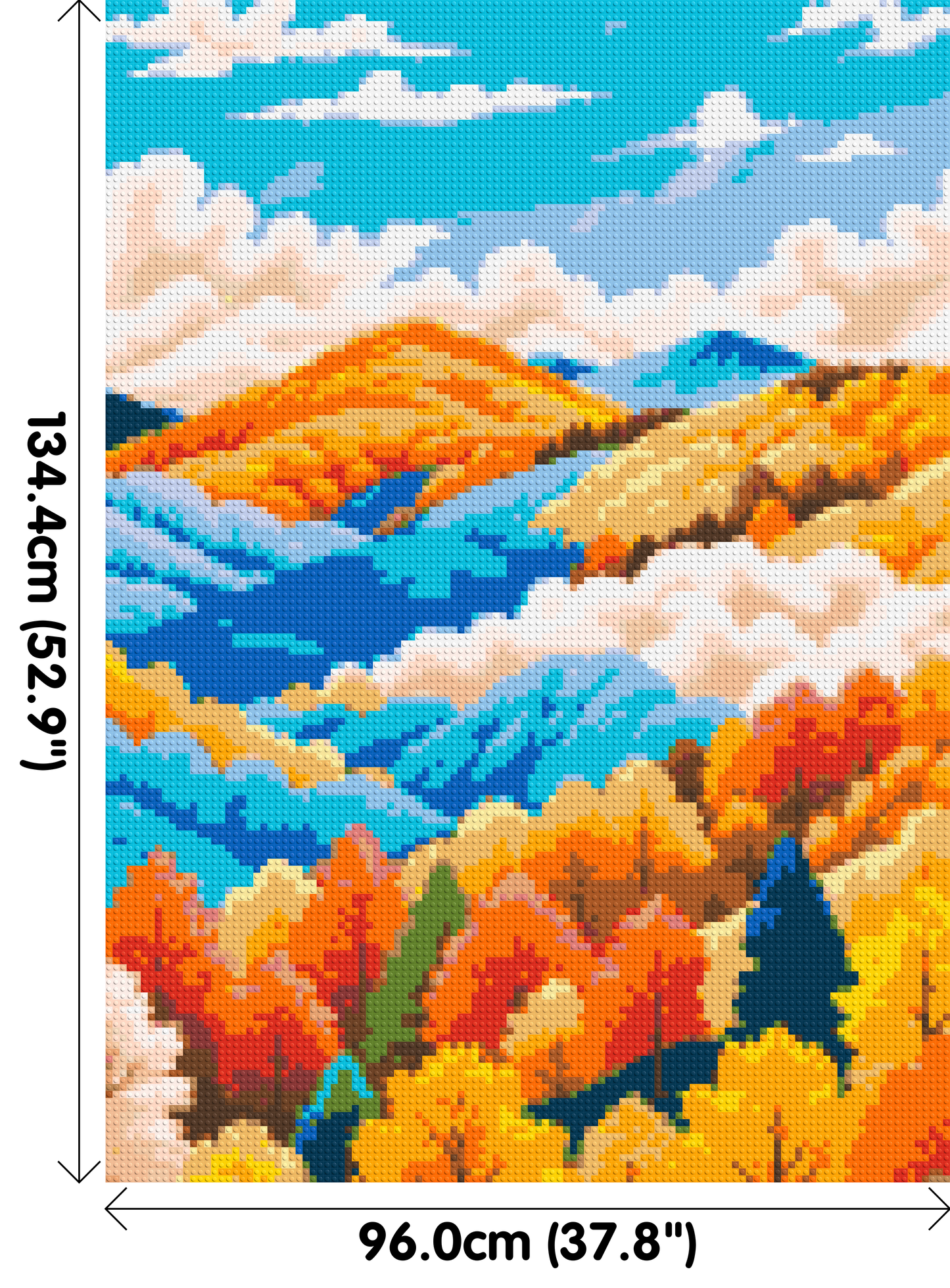 Vibrant Autumn Mountain Forest Illustration - Brick Art Mosaic Kit 5x7 large