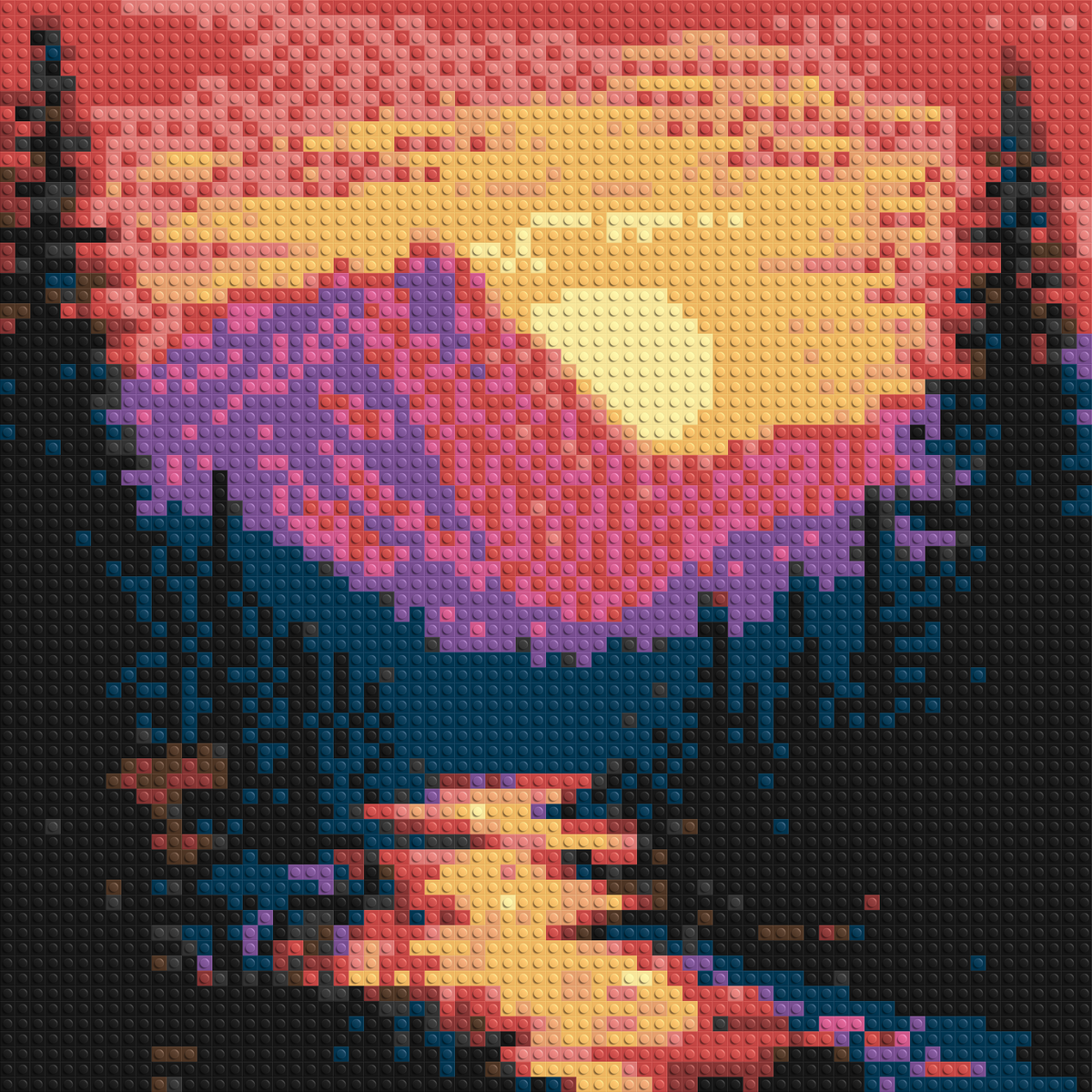 Sunset Mountain River Pixel Art - Brick Art Mosaic Kit 3x3 large