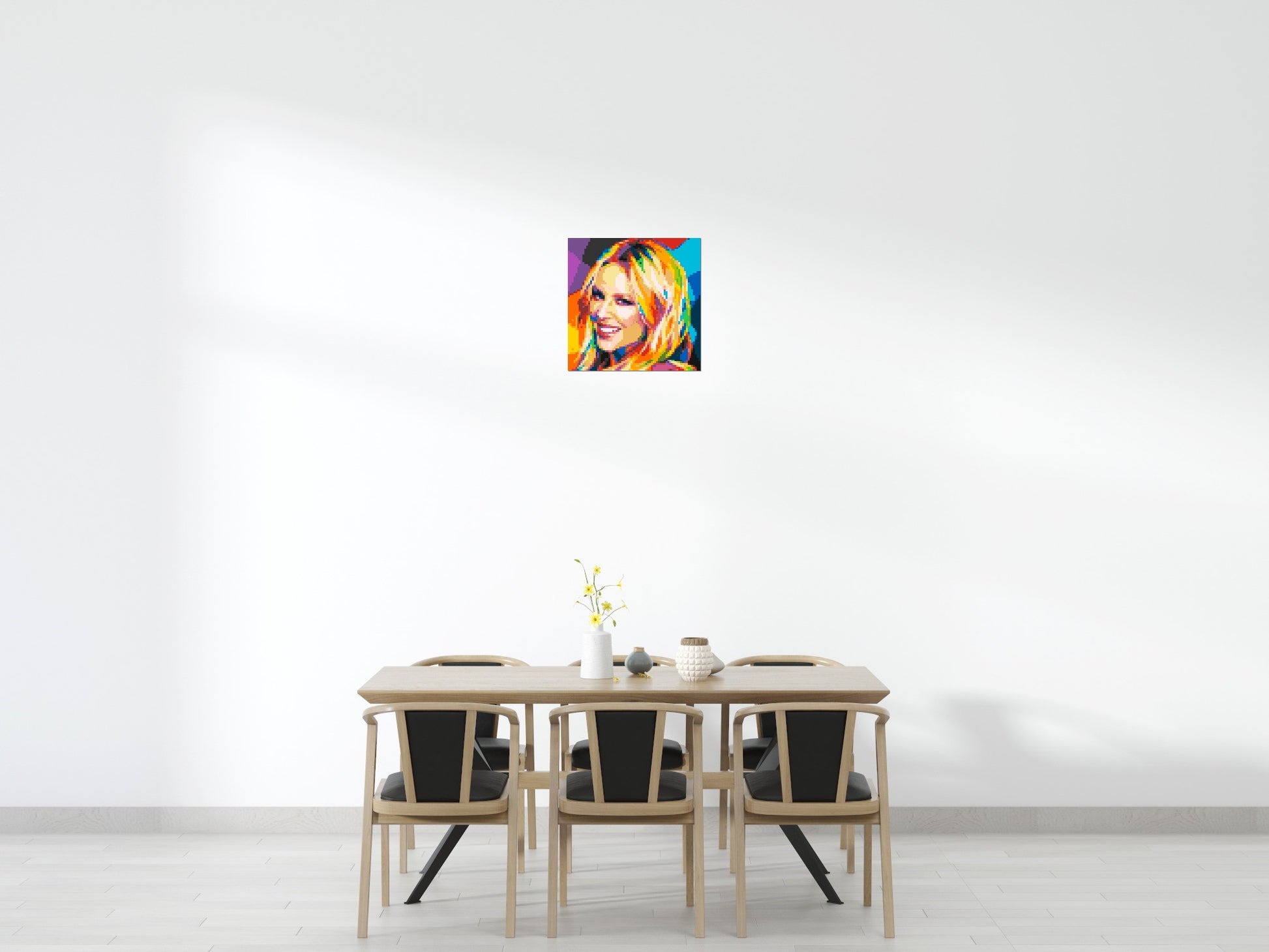 Kylie Minogue Portrait Geometric Pop Art - Brick Art Mosaic Kit 3x3 scene
