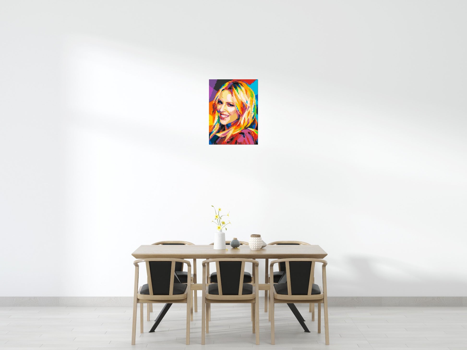 Kylie Minogue Portrait Geometric Pop Art - Brick Art Mosaic Kit 3x4 scene