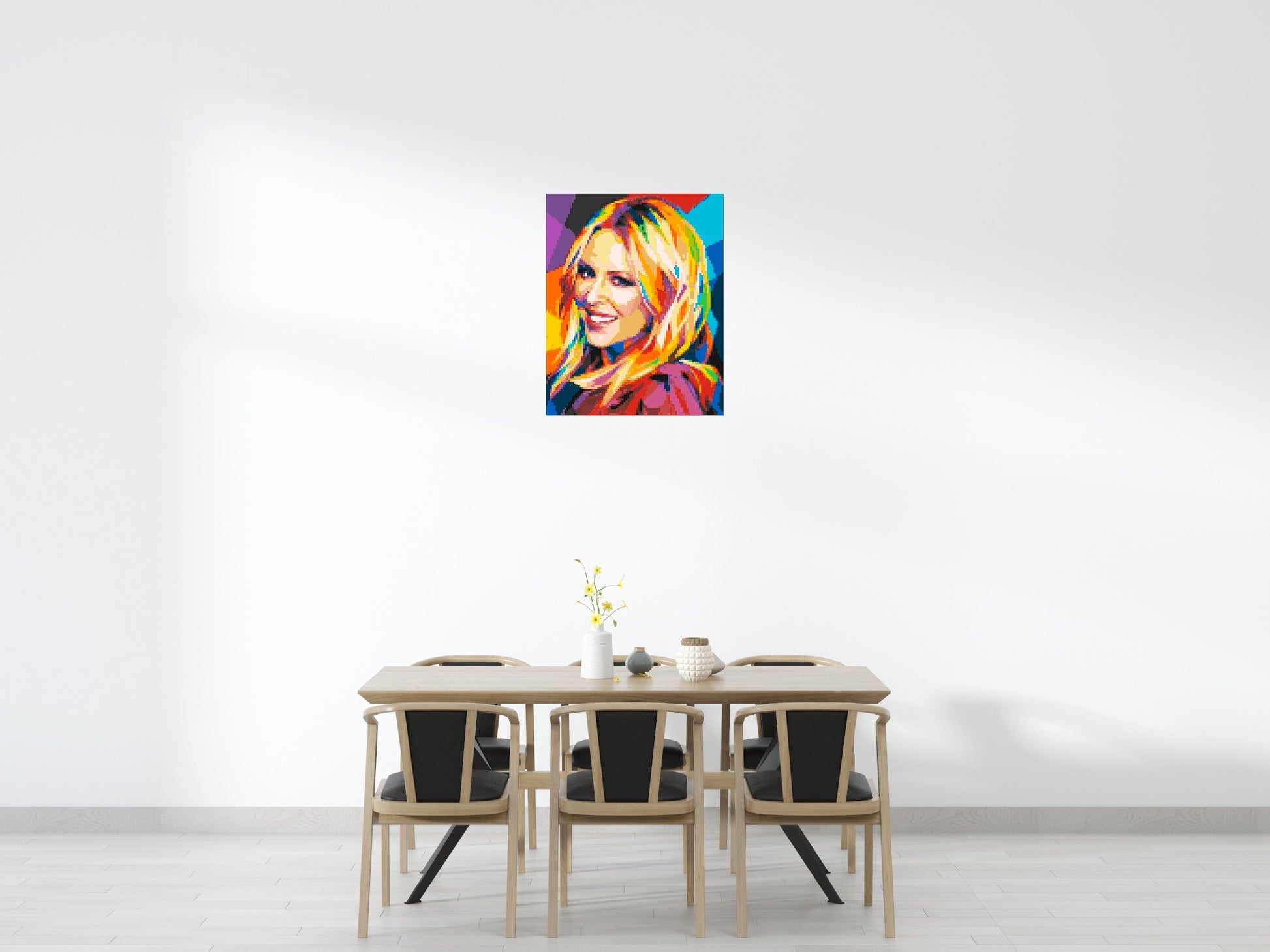 Kylie Minogue Portrait Geometric Pop Art - Brick Art Mosaic Kit 4x5 scene