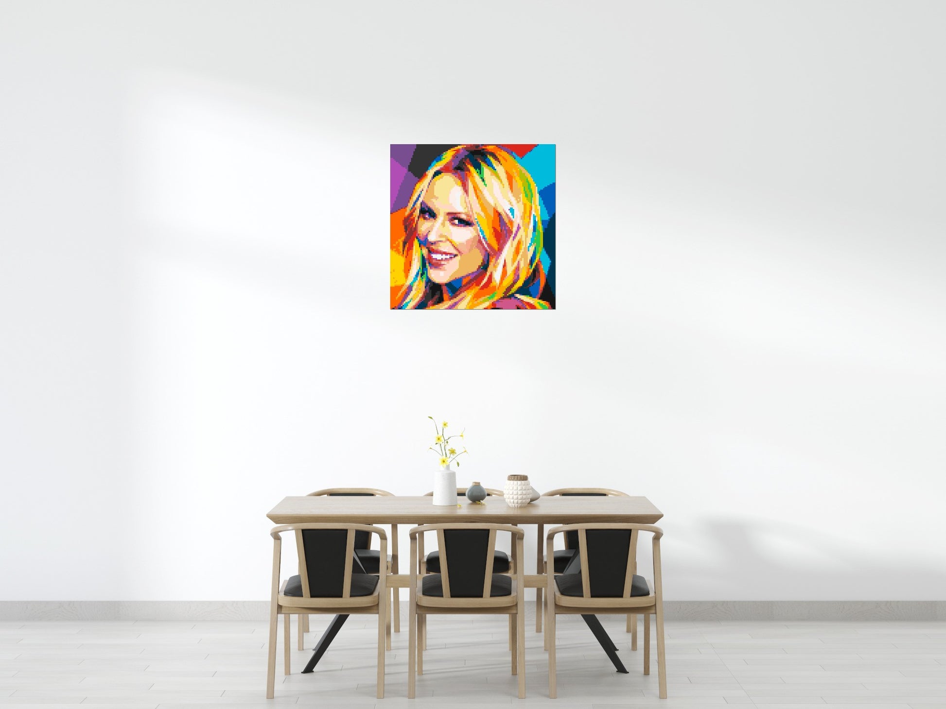 Kylie Minogue Portrait Geometric Pop Art - Brick Art Mosaic Kit 5x5 scene