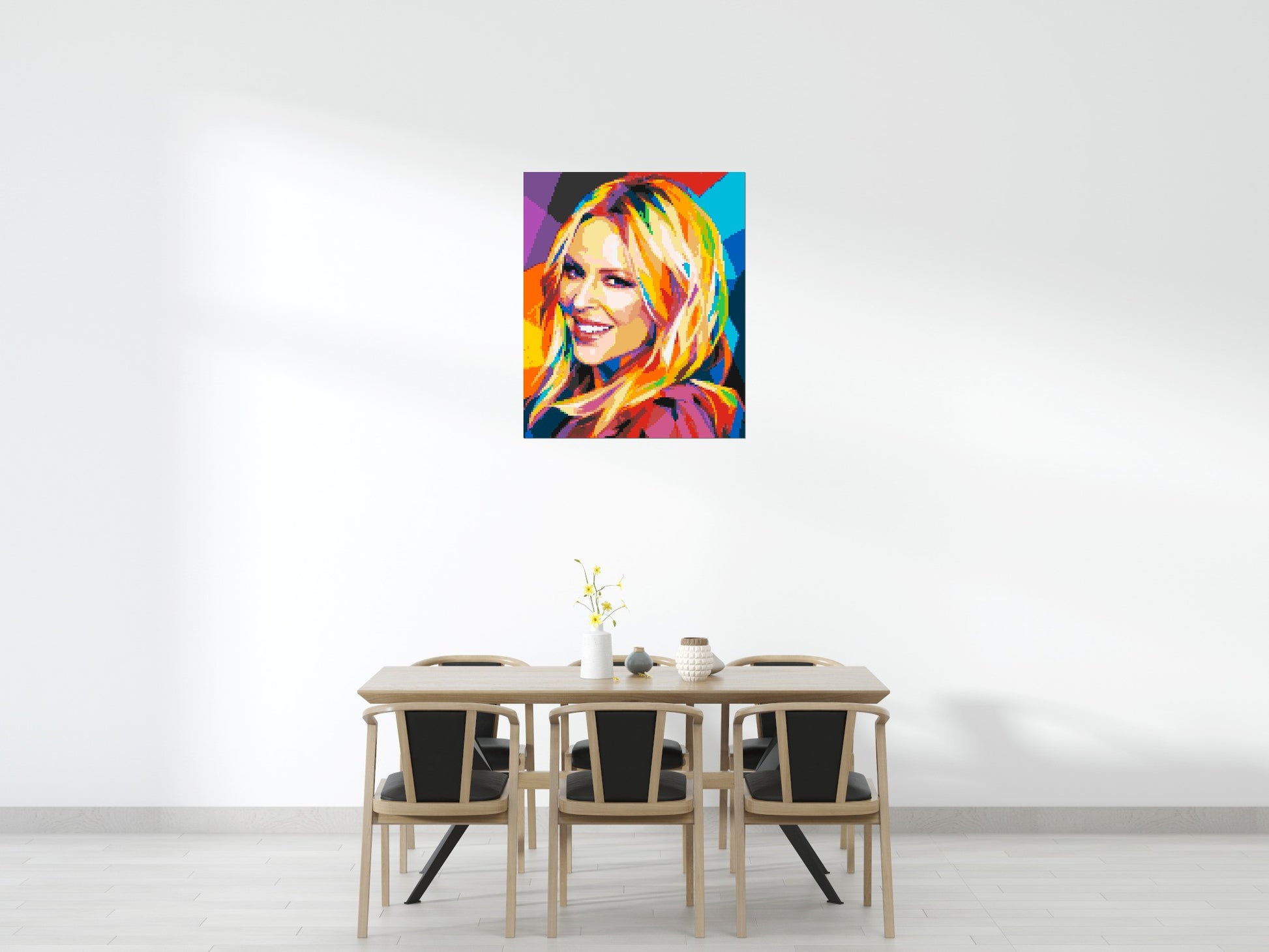 Kylie Minogue Portrait Geometric Pop Art - Brick Art Mosaic Kit 5x6 scene