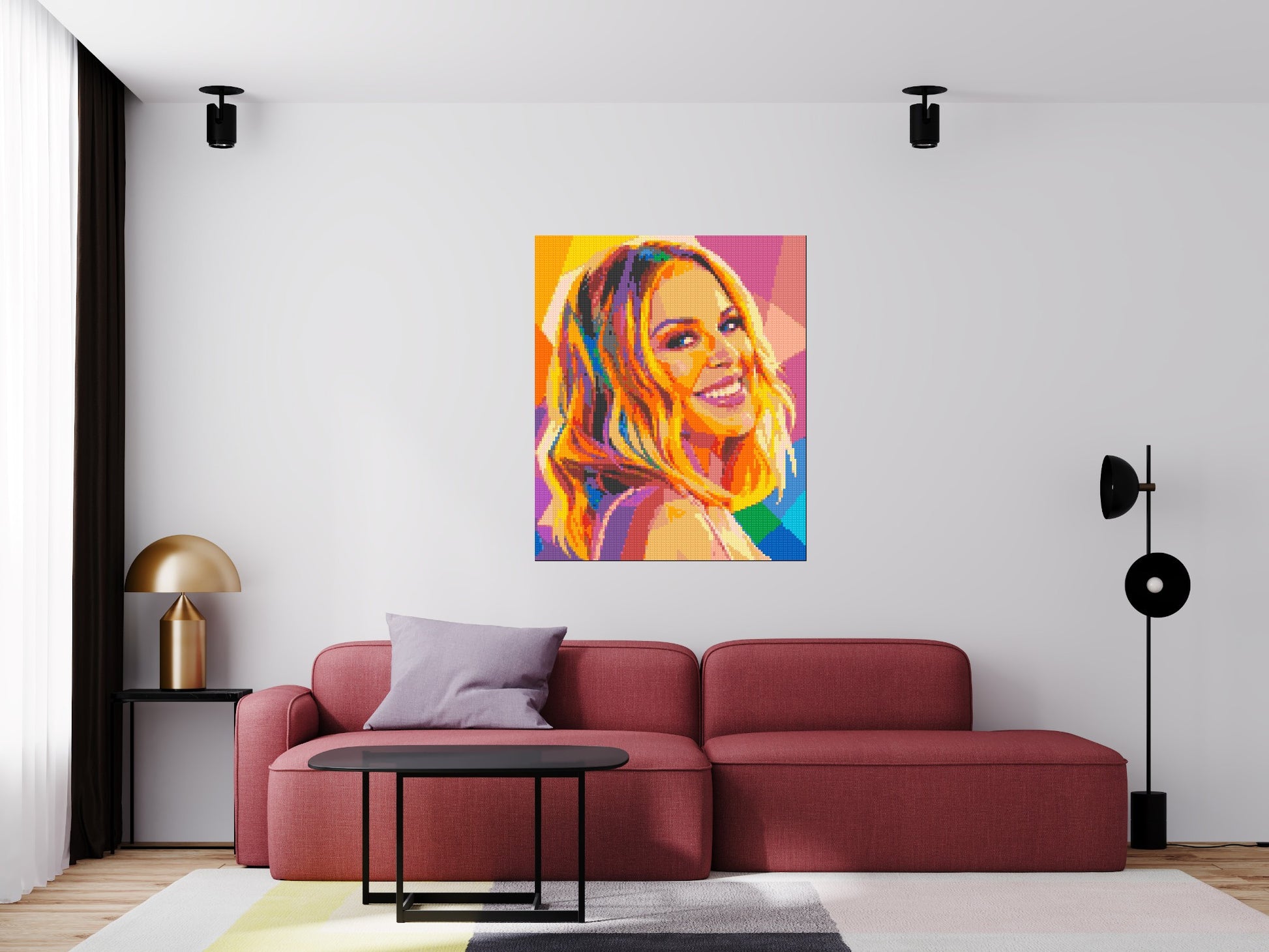 Kylie Minogue Over-the-Shoulder Smile Pop Art - Brick Art Mosaic Kit 5x6 scene