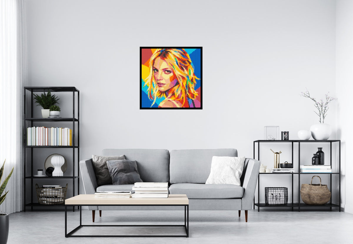 Britney Spears Over-the-Shoulder Glance Pop Art - Brick Art Mosaic Kit 4x4 scene with frame