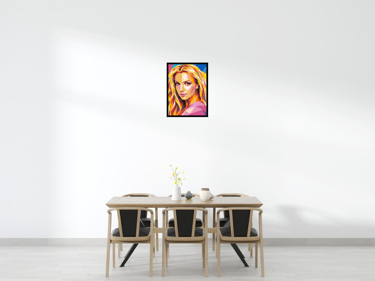 Britney Spears Portrait Pop Art - Brick Art Mosaic Kit 3x4 scene with frame