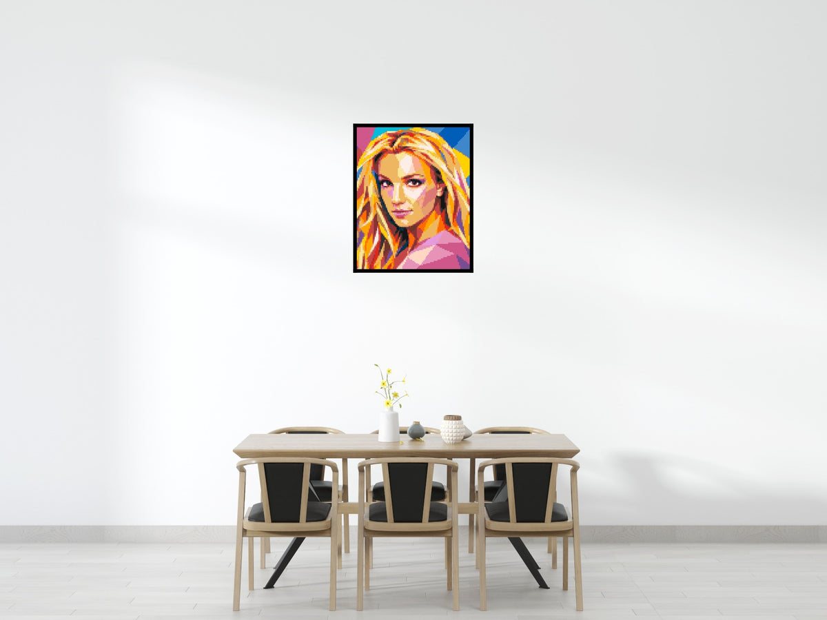 Britney Spears Portrait Pop Art - Brick Art Mosaic Kit 4x5 scene with frame