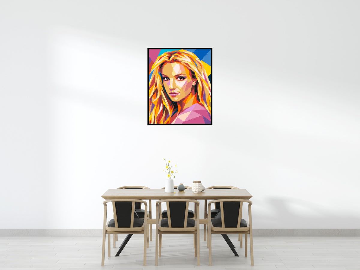 Britney Spears Portrait Pop Art - Brick Art Mosaic Kit 5x6 scene with frame
