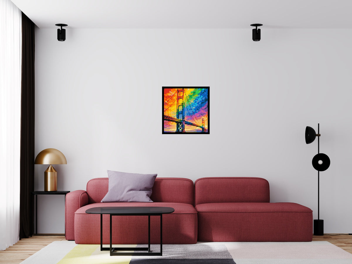 San Francisco Golden Gate Bridge Vibrant Post-Impressionist - Brick Art Mosaic Kit 3x3 large