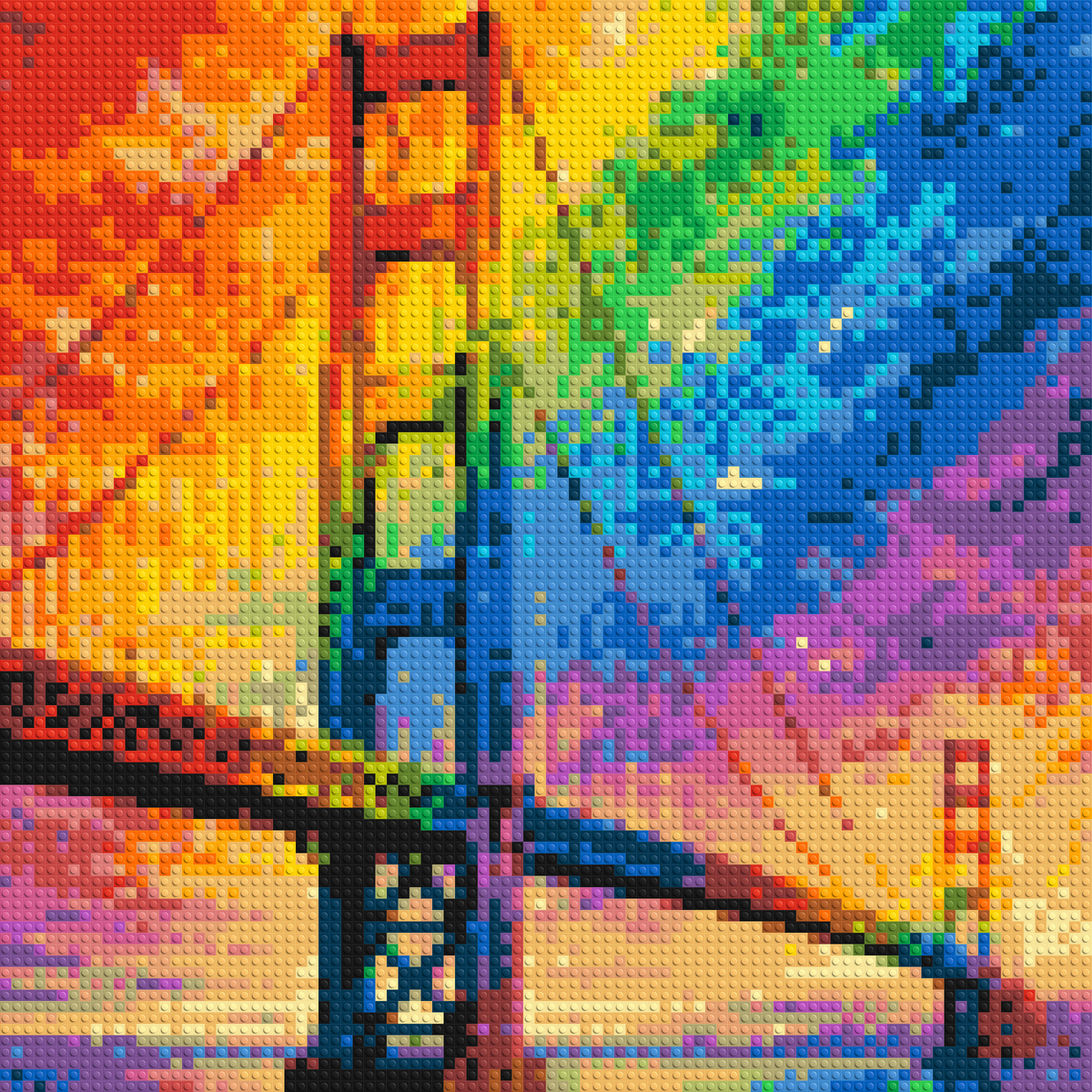 San Francisco Golden Gate Bridge Vibrant Post-Impressionist - Brick Art Mosaic Kit 4x4 large