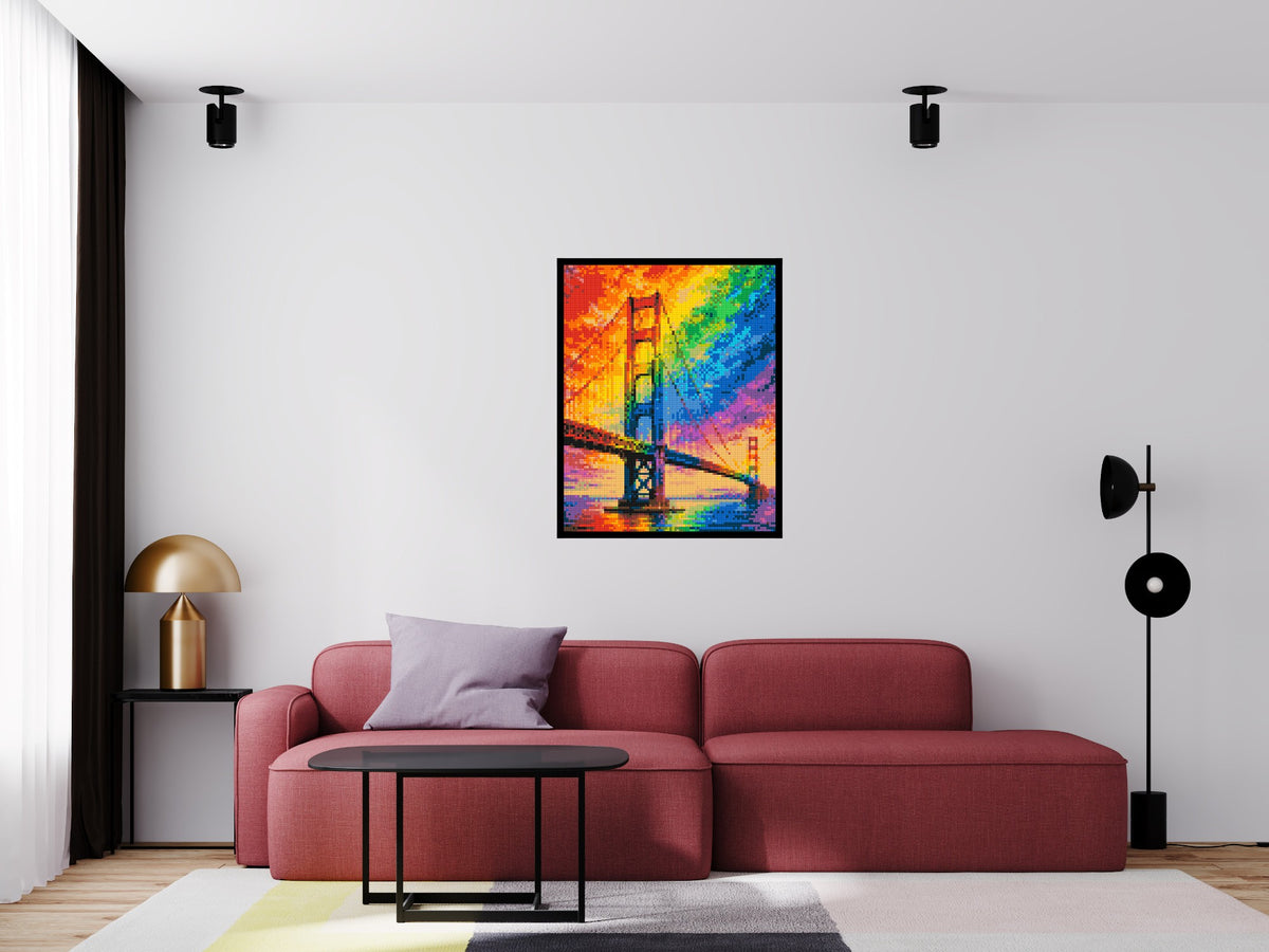 San Francisco Golden Gate Bridge Vibrant Post-Impressionist - Brick Art Mosaic Kit 4x5 large