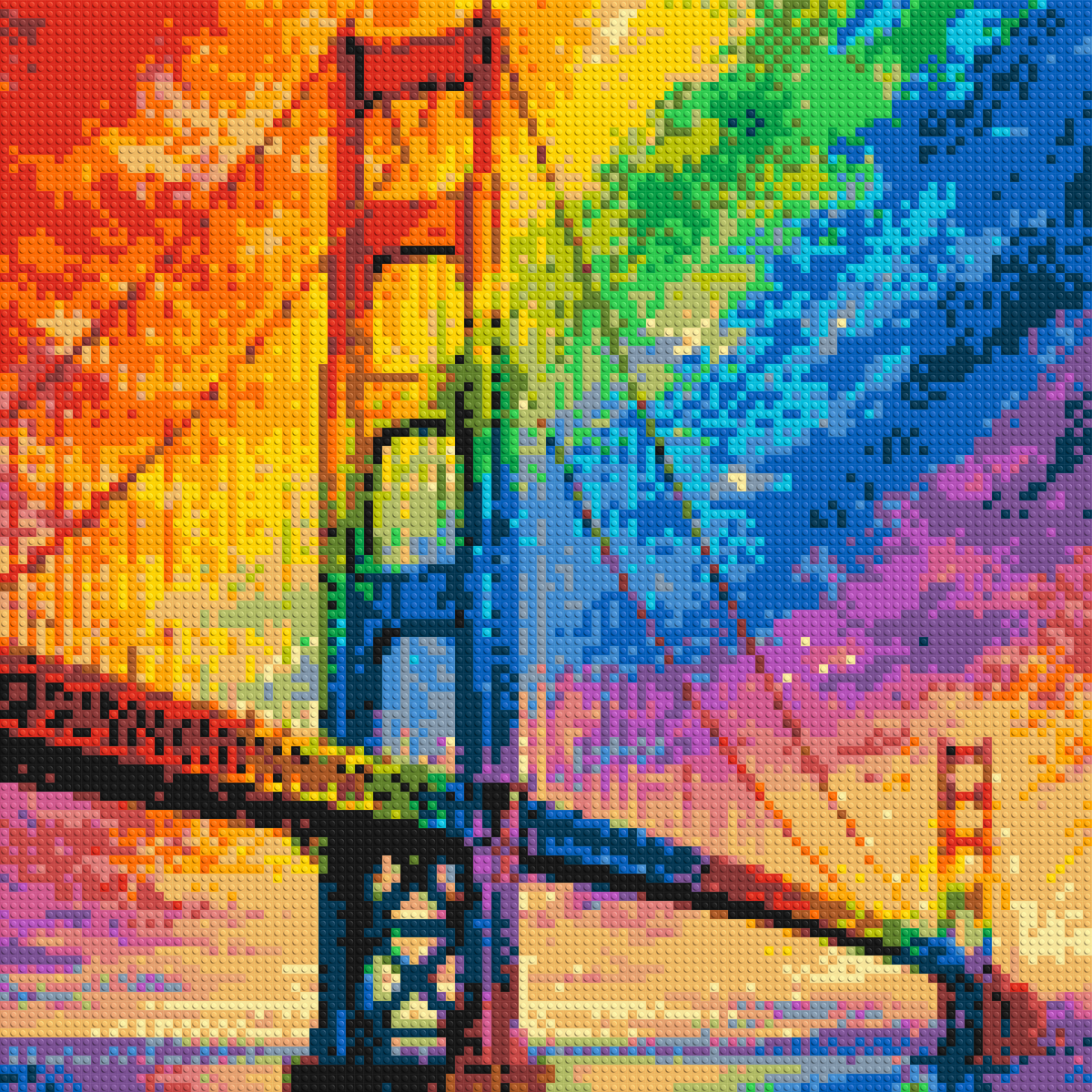 San Francisco Golden Gate Bridge Vibrant Post-Impressionist - Brick Art Mosaic Kit 5x5 large