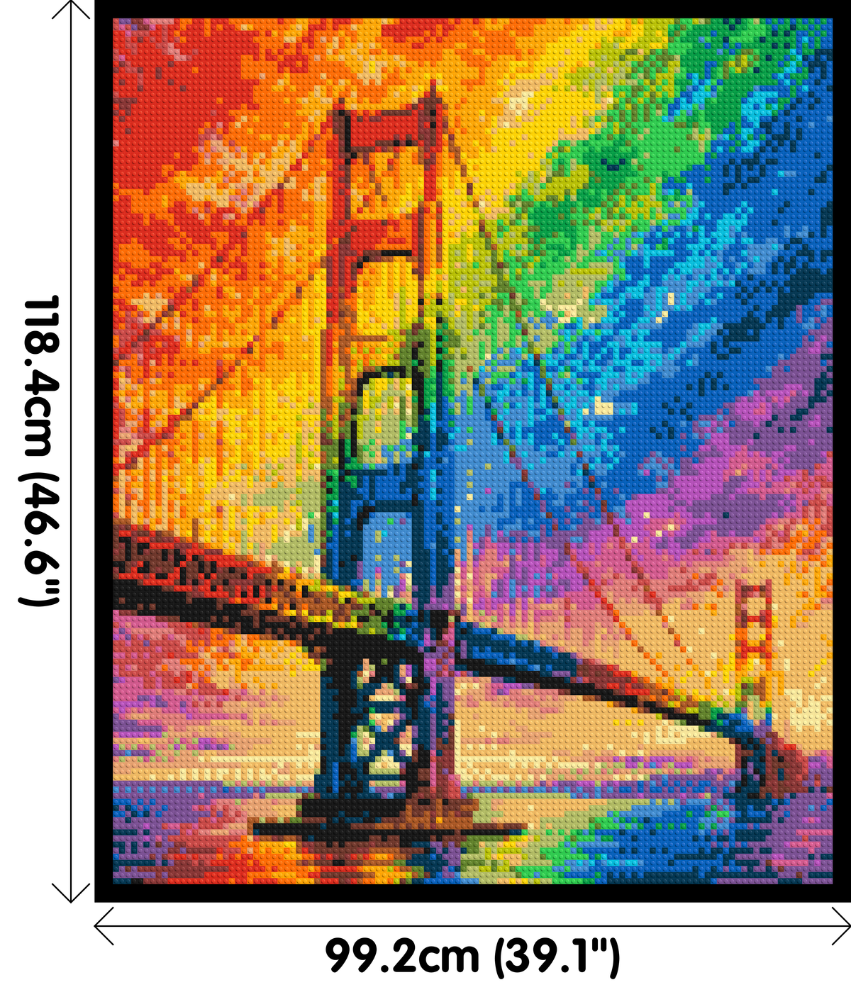 San Francisco Golden Gate Bridge Vibrant Post-Impressionist - Brick Art Mosaic Kit 5x6 dimensions with frame