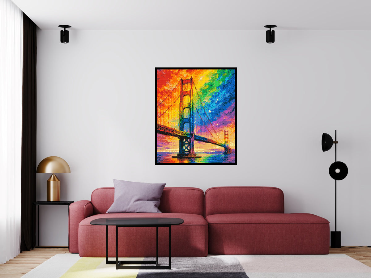 San Francisco Golden Gate Bridge Vibrant Post-Impressionist - Brick Art Mosaic Kit 5x6 large