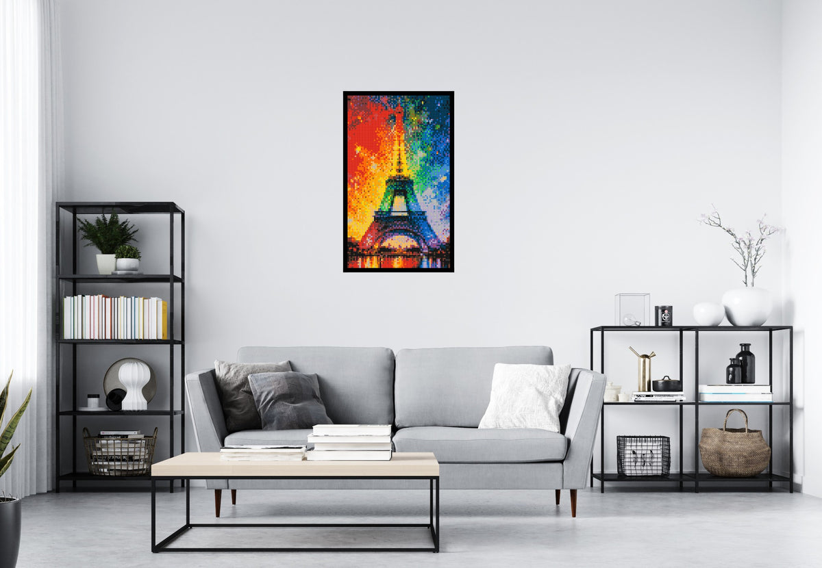 Paris Eiffel Tower Vibrant Post-Impressionist - Brick Art Mosaic Kit 3x5 large