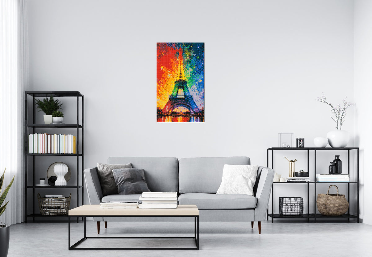 Paris Eiffel Tower Vibrant Post-Impressionist - Brick Art Mosaic Kit 3x5 scene