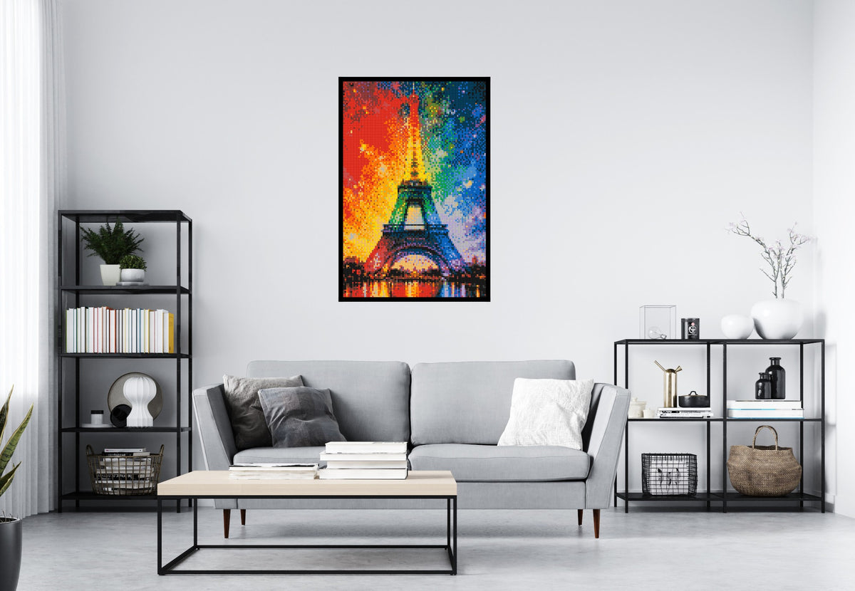 Paris Eiffel Tower Vibrant Post-Impressionist - Brick Art Mosaic Kit 4x6 large