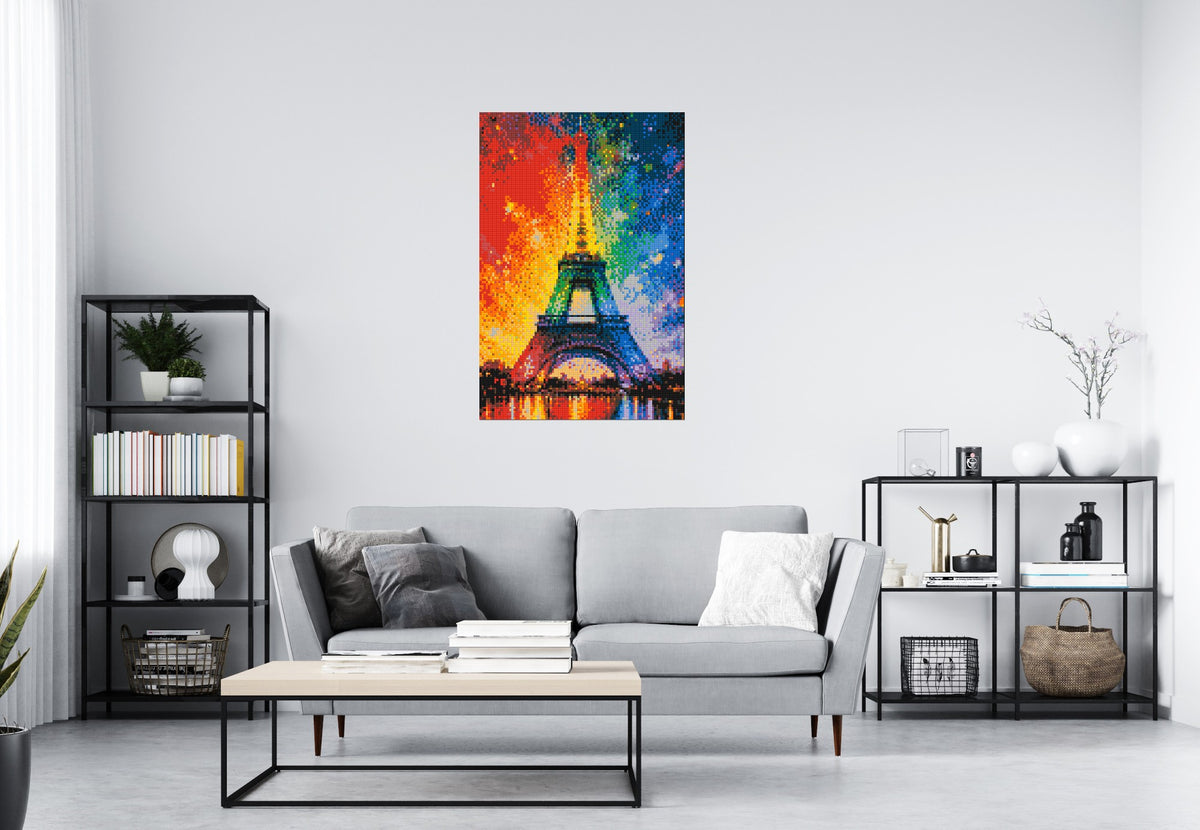 Paris Eiffel Tower Vibrant Post-Impressionist - Brick Art Mosaic Kit 4x6 scene