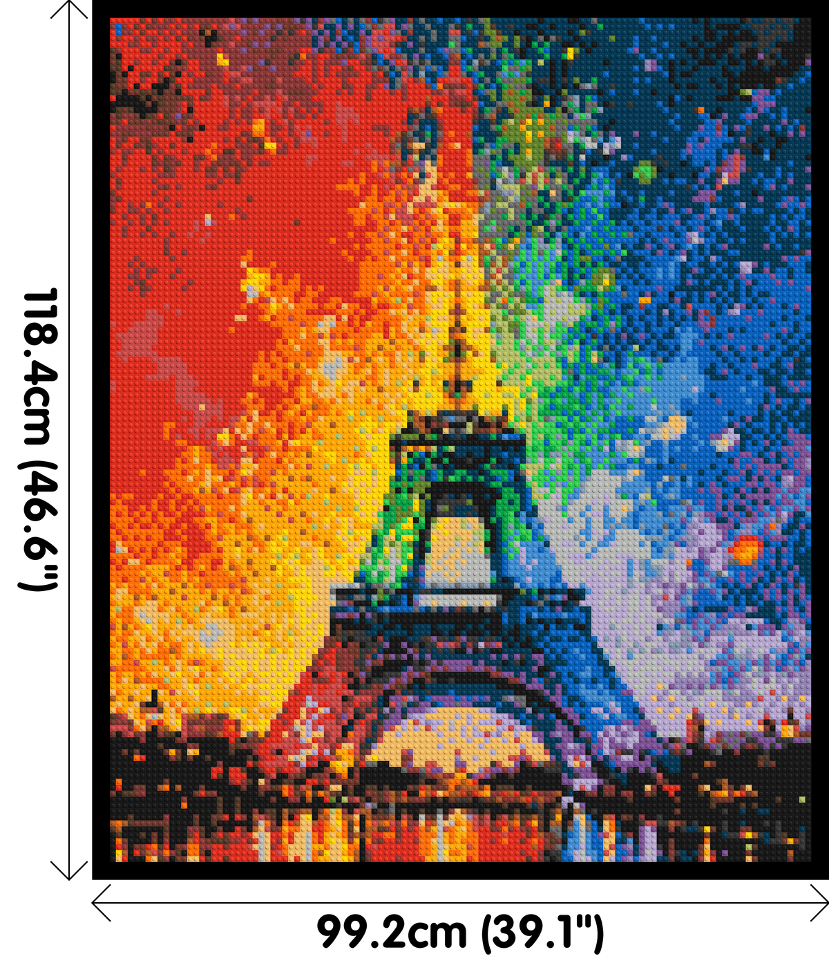 Paris Eiffel Tower Vibrant Post-Impressionist - Brick Art Mosaic Kit 5x6 dimensions with frame
