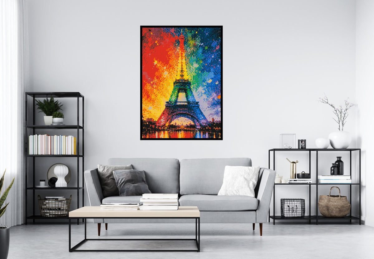 Paris Eiffel Tower Vibrant Post-Impressionist - Brick Art Mosaic Kit 5x7 large