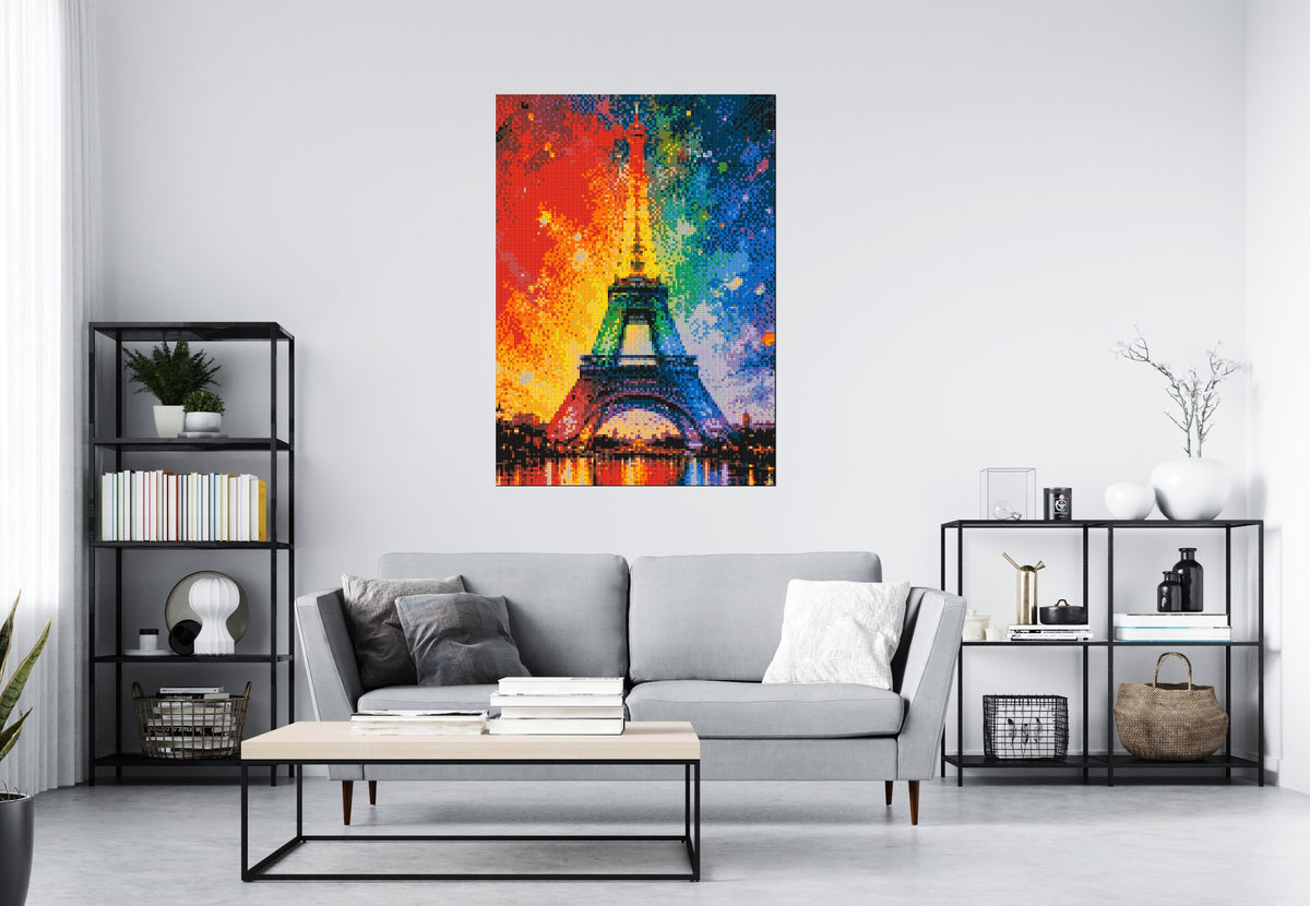 Paris Eiffel Tower Vibrant Post-Impressionist - Brick Art Mosaic Kit 5x7 large