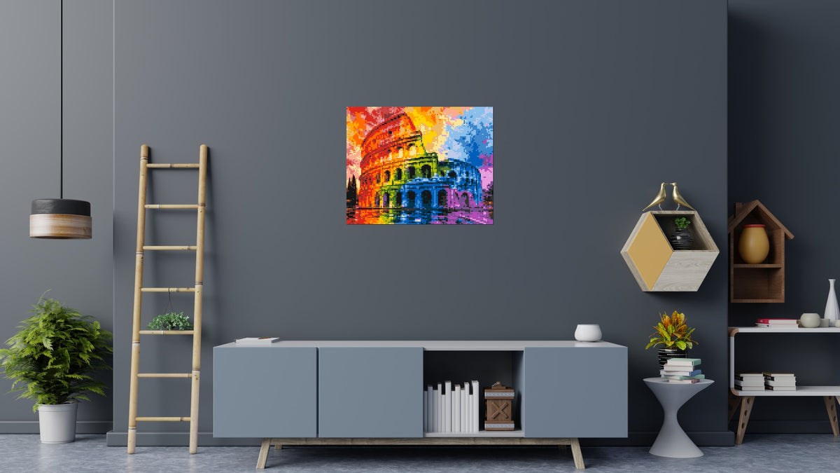 Rome Colosseum Vibrant Watercolor Art - Brick Art Mosaic Kit 5x4 scene