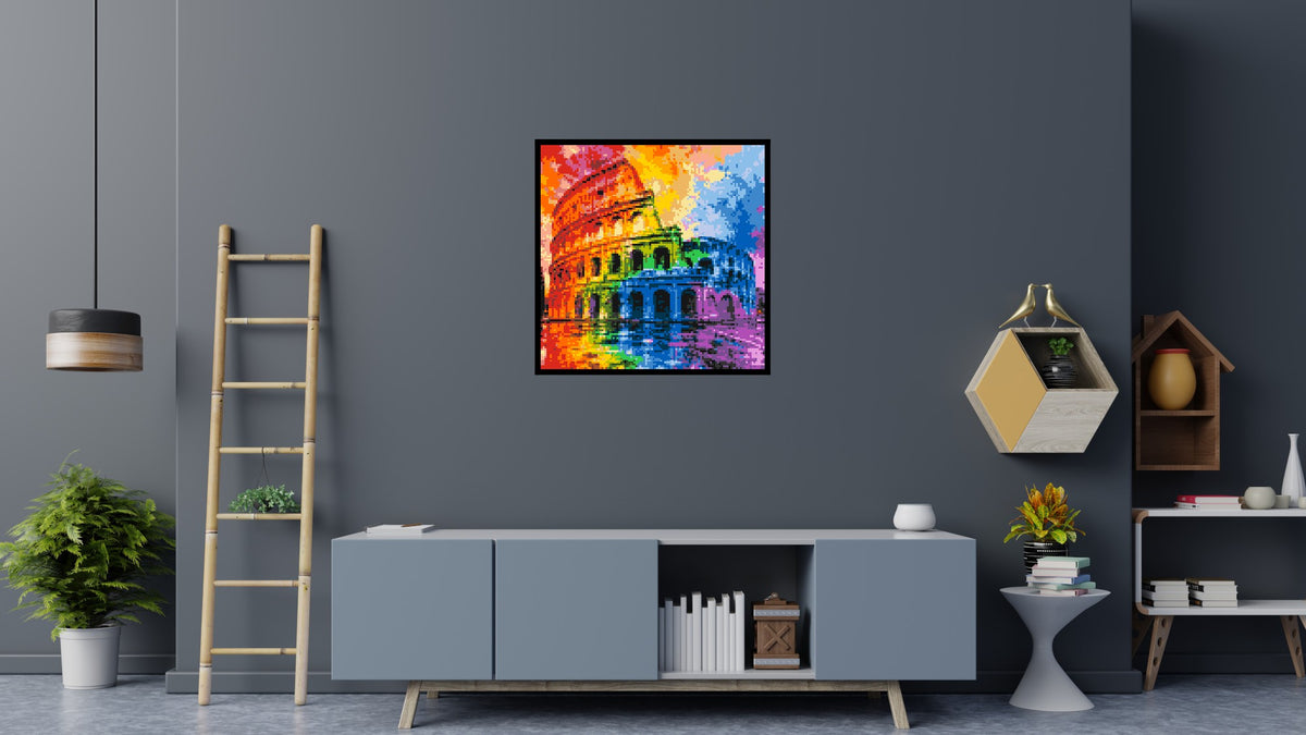 Rome Colosseum Vibrant Watercolor Art - Brick Art Mosaic Kit 5x5 large