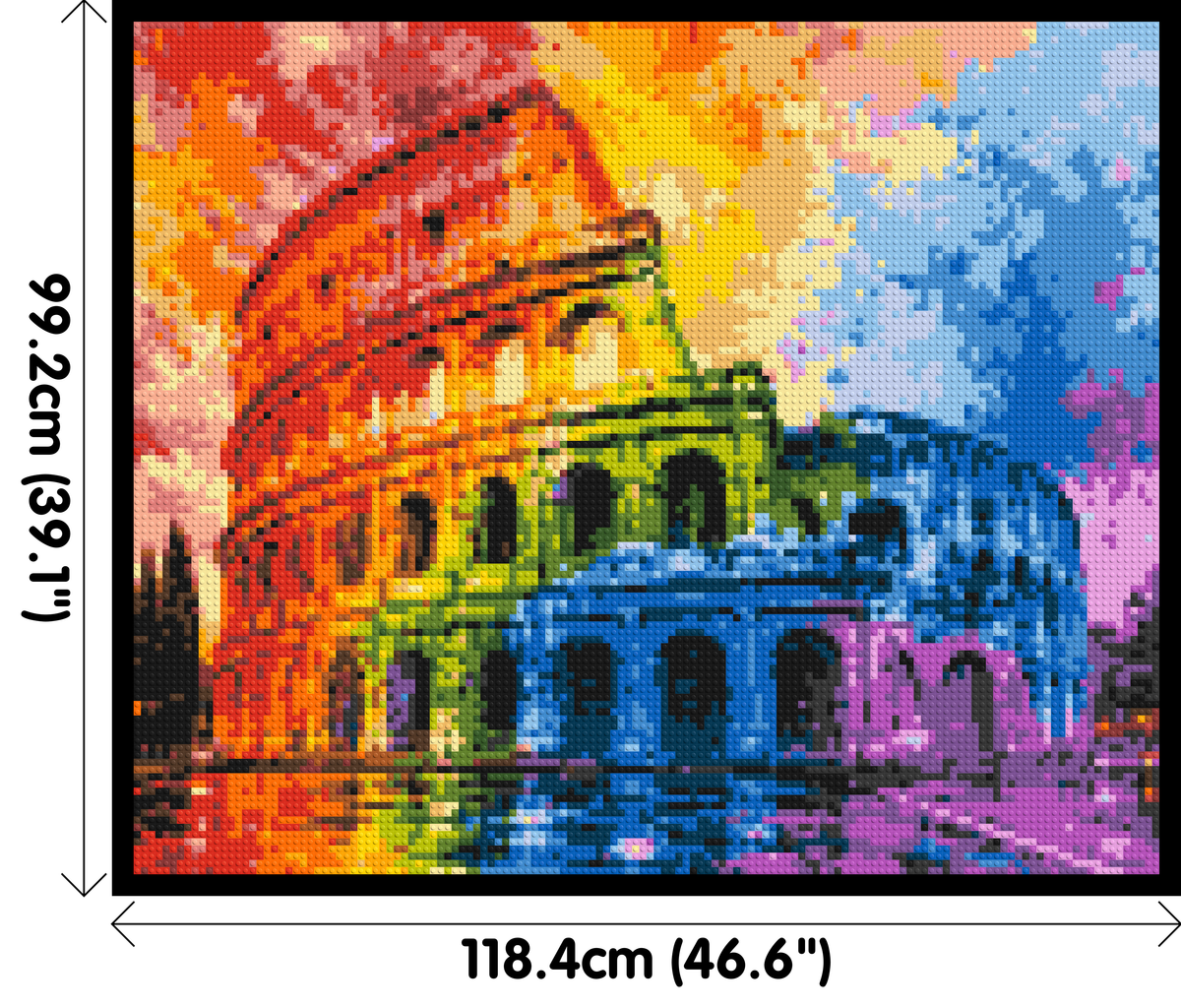 Rome Colosseum Vibrant Watercolor Art - Brick Art Mosaic Kit 6x5 large