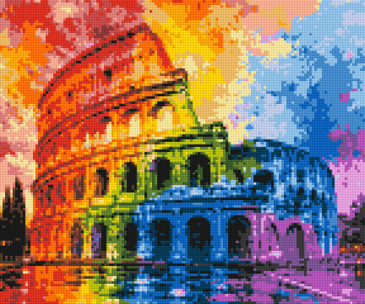 Rome Colosseum Vibrant Watercolor Art - Brick Art Mosaic Kit 6x5 large