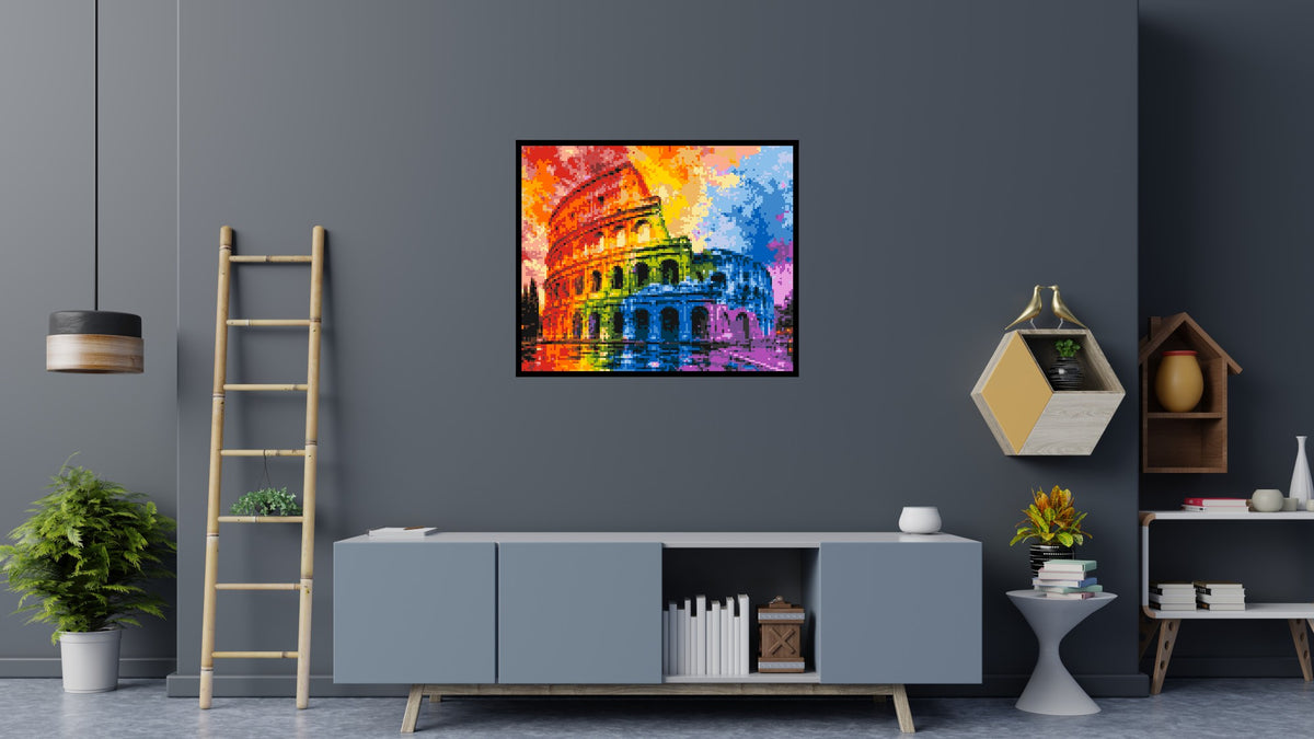 Rome Colosseum Vibrant Watercolor Art - Brick Art Mosaic Kit 6x5 large